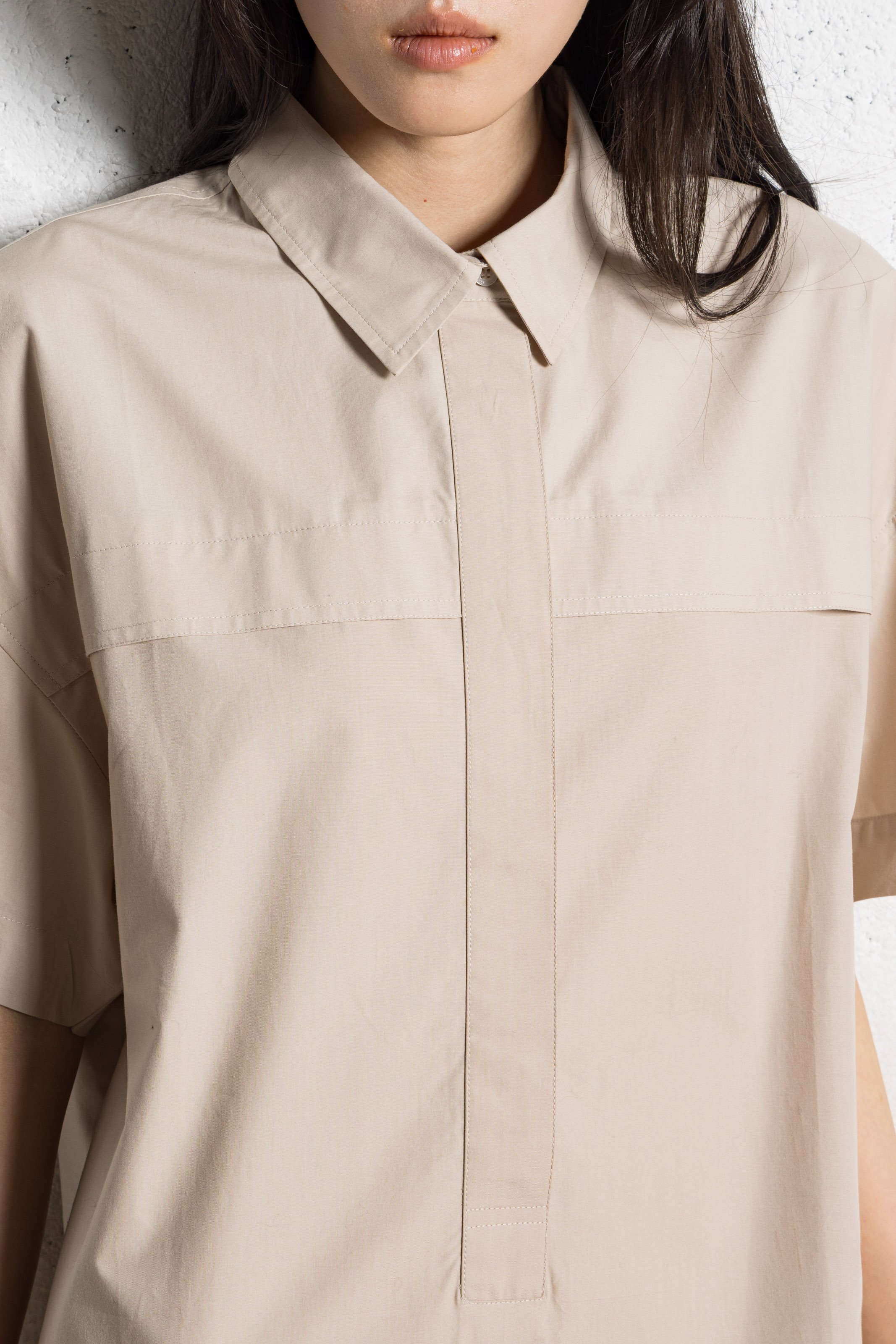 Robe courte trompe-l'oeil jupe en coton IKKS Beige