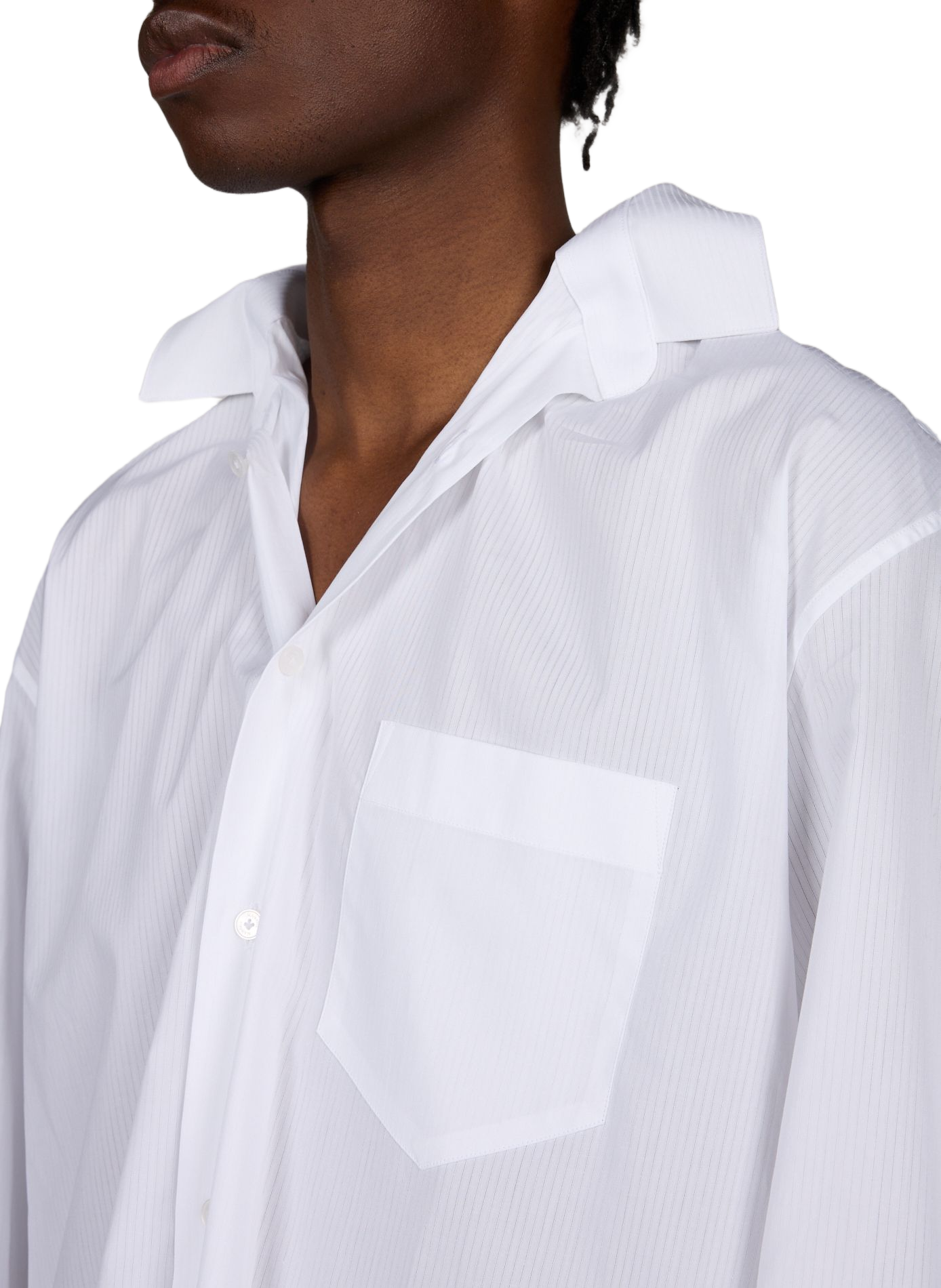 Oversized shirt with classic elasticated collar in cotton ALAINPAUL White