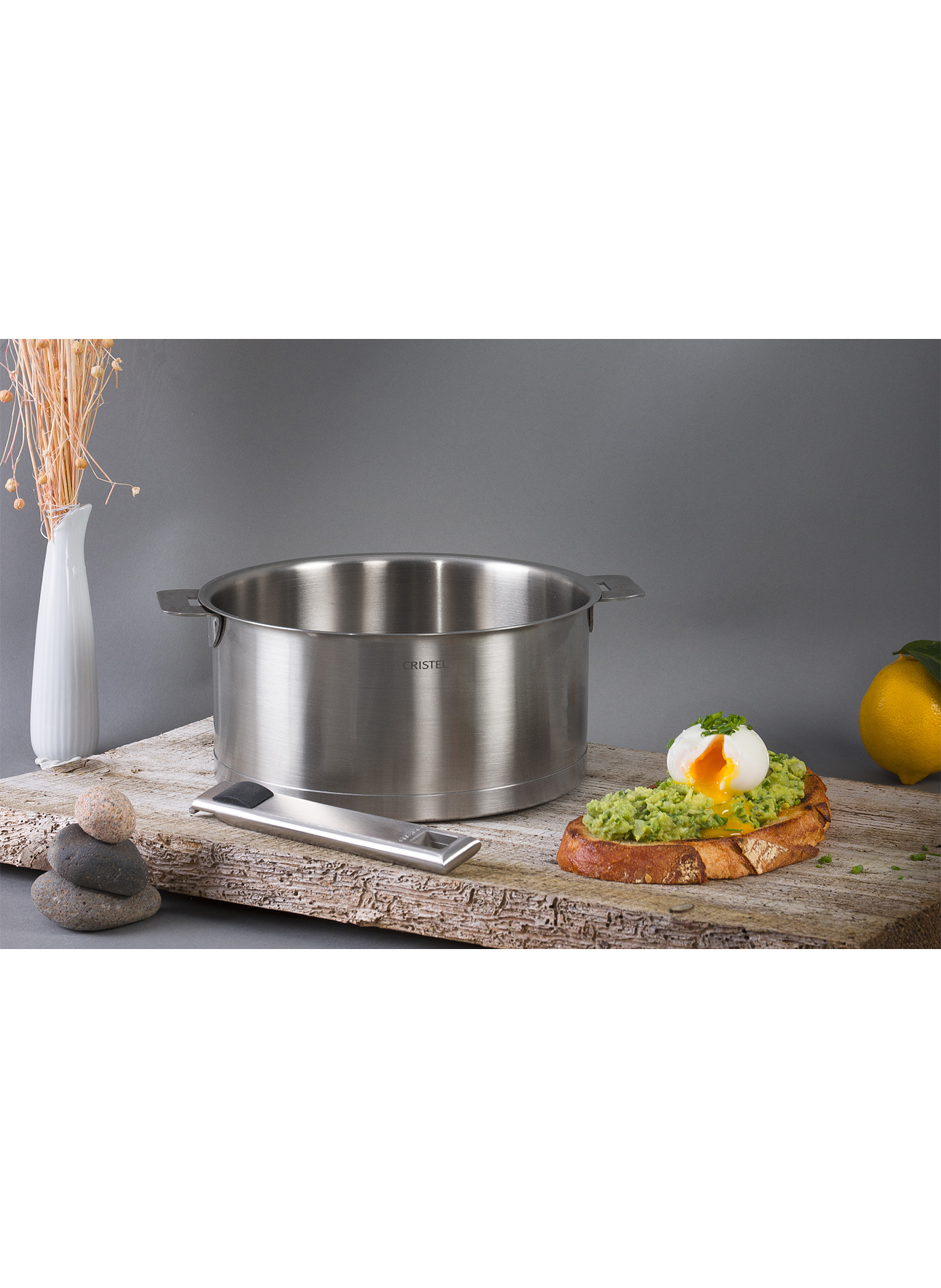 Casserole à poignée amovible en inox Strate CRISTEL Gris