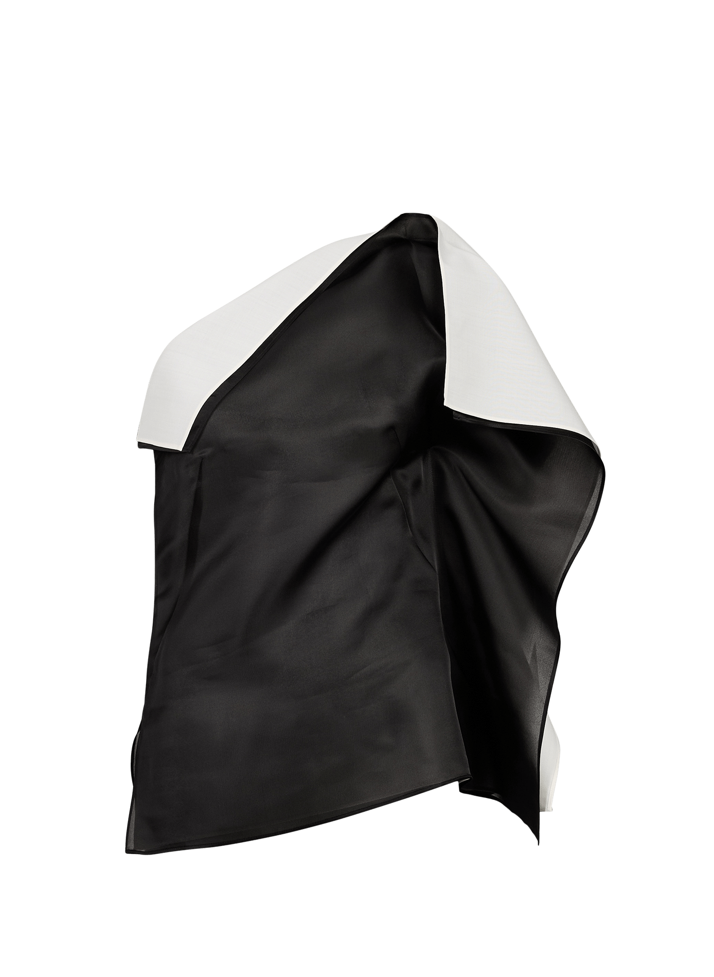 Asymmetric Silk Overlay Top ROHE FRAMES Black