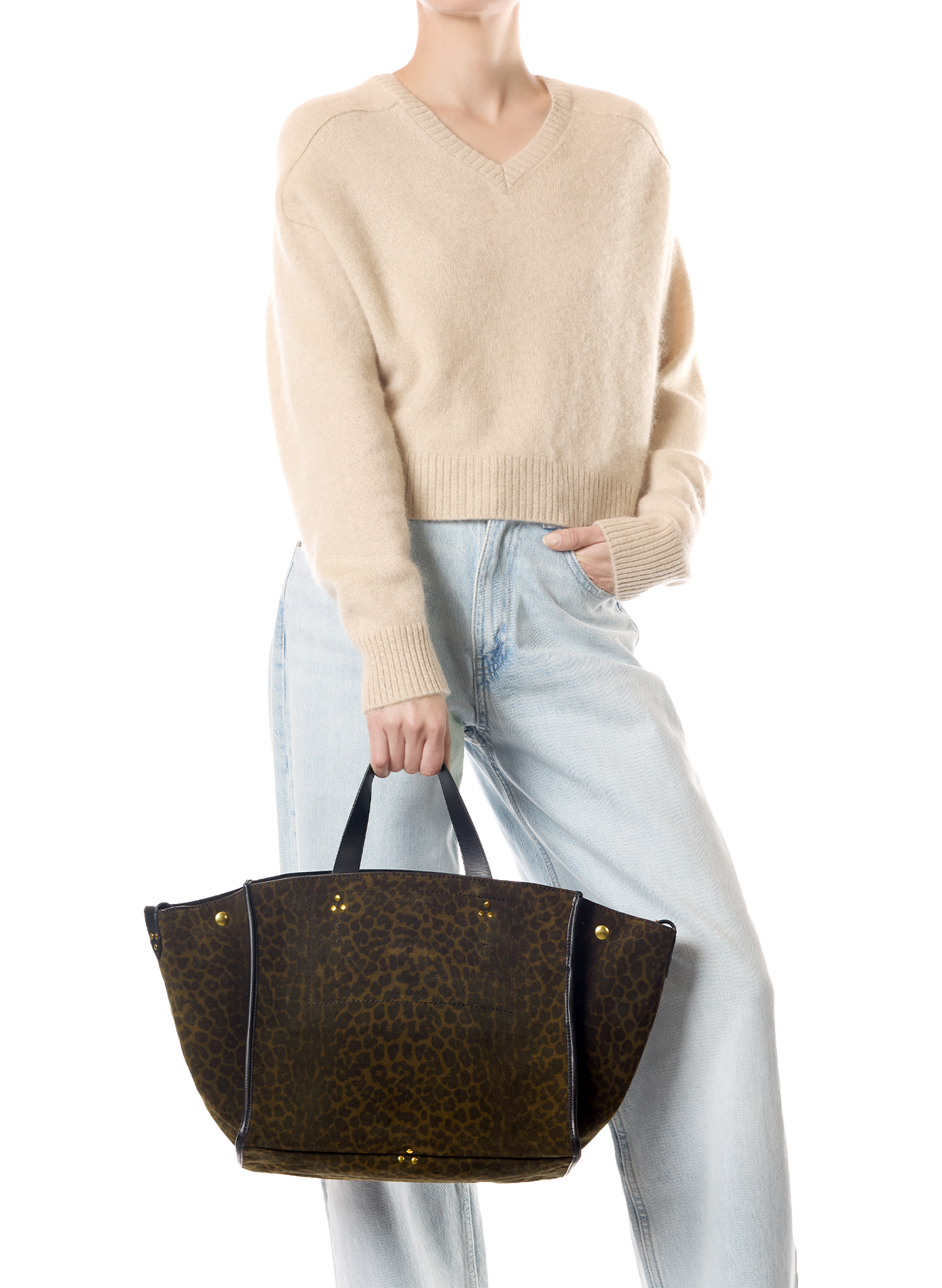 Sac cabas Leon M en cuir JÉRÔME DREYFUSS Kaki