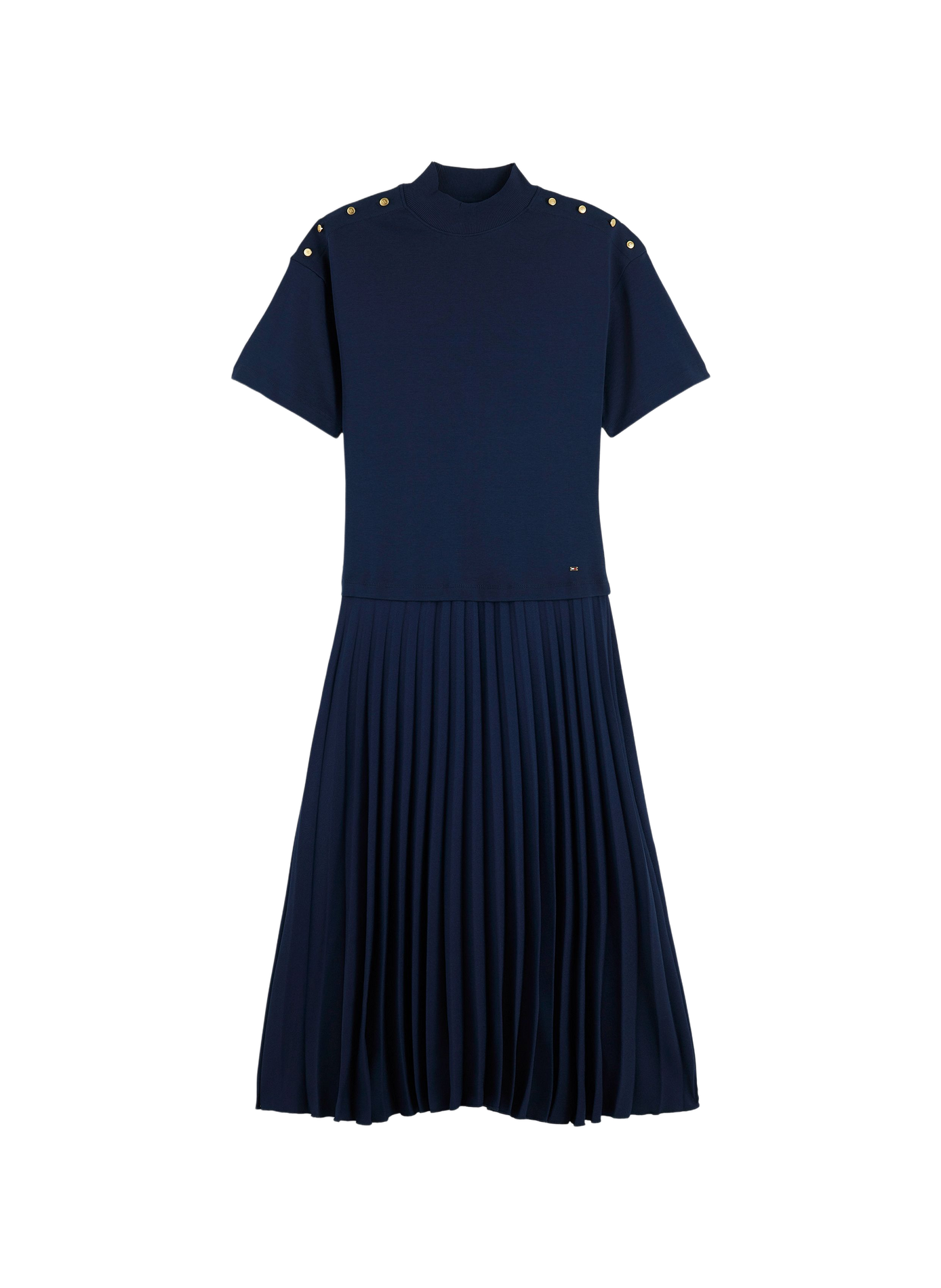 Robe midi plissée en coton TOMMY HILFIGER Bleu
