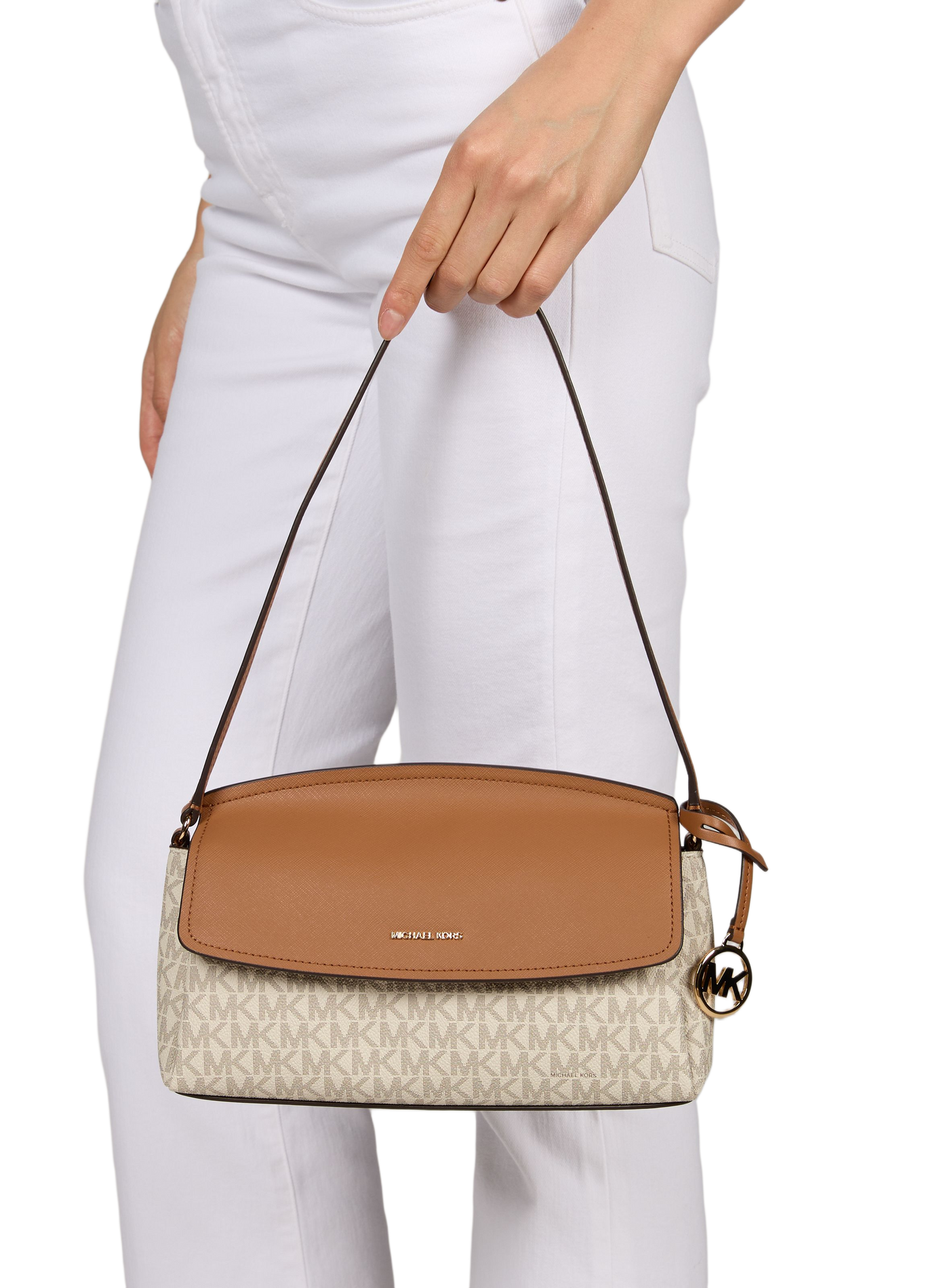 Textured logo print Landry handbag MICHAEL KORS Beige