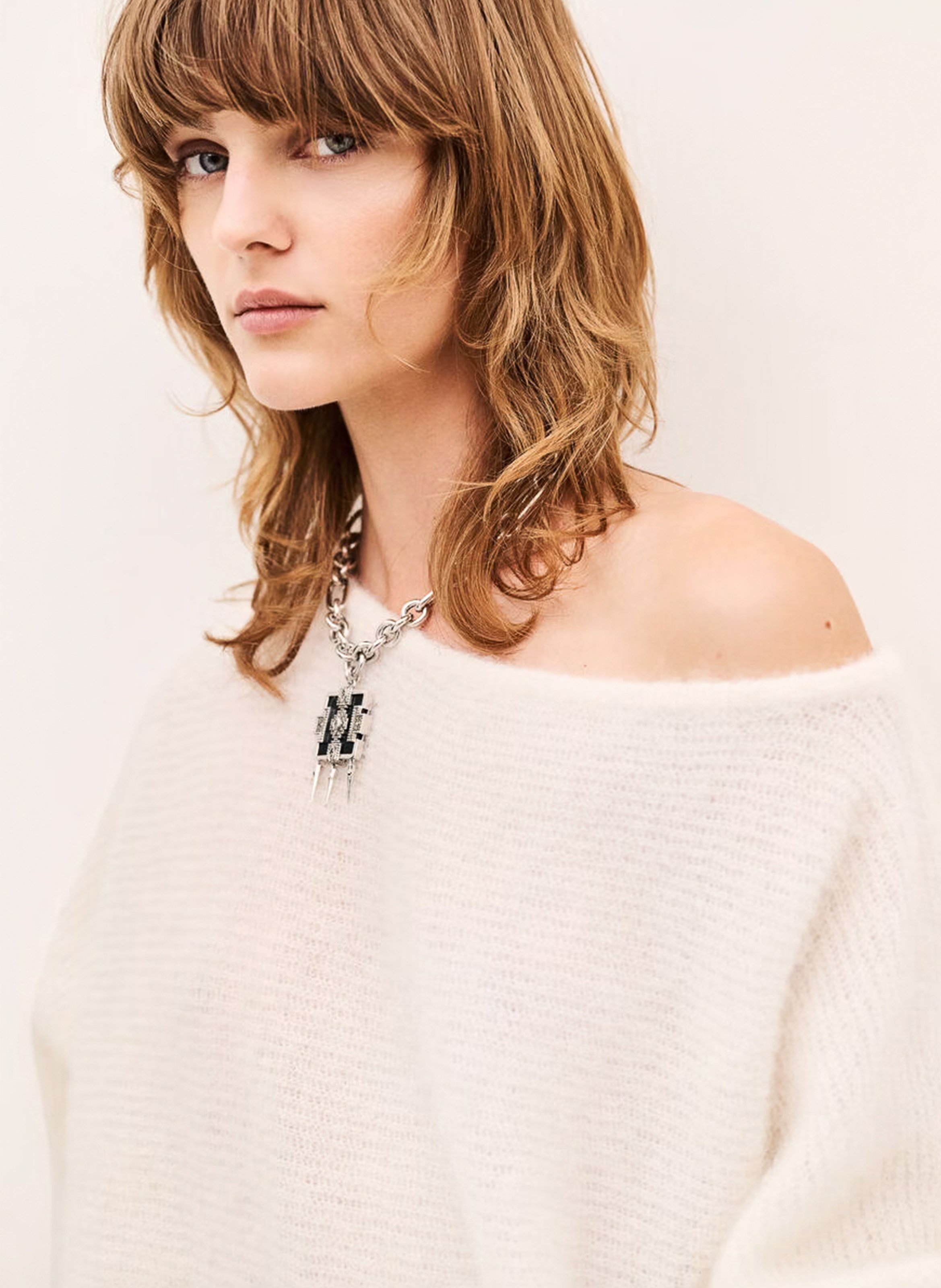 Pull ample col bateau en alpaga mélangé suela | Beige BA&SH Dames