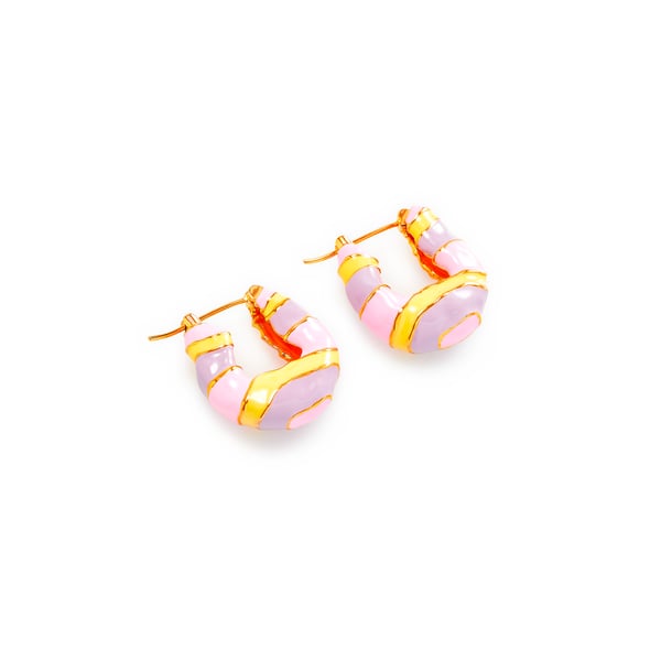 Créoles Wave en laiton plaqué or