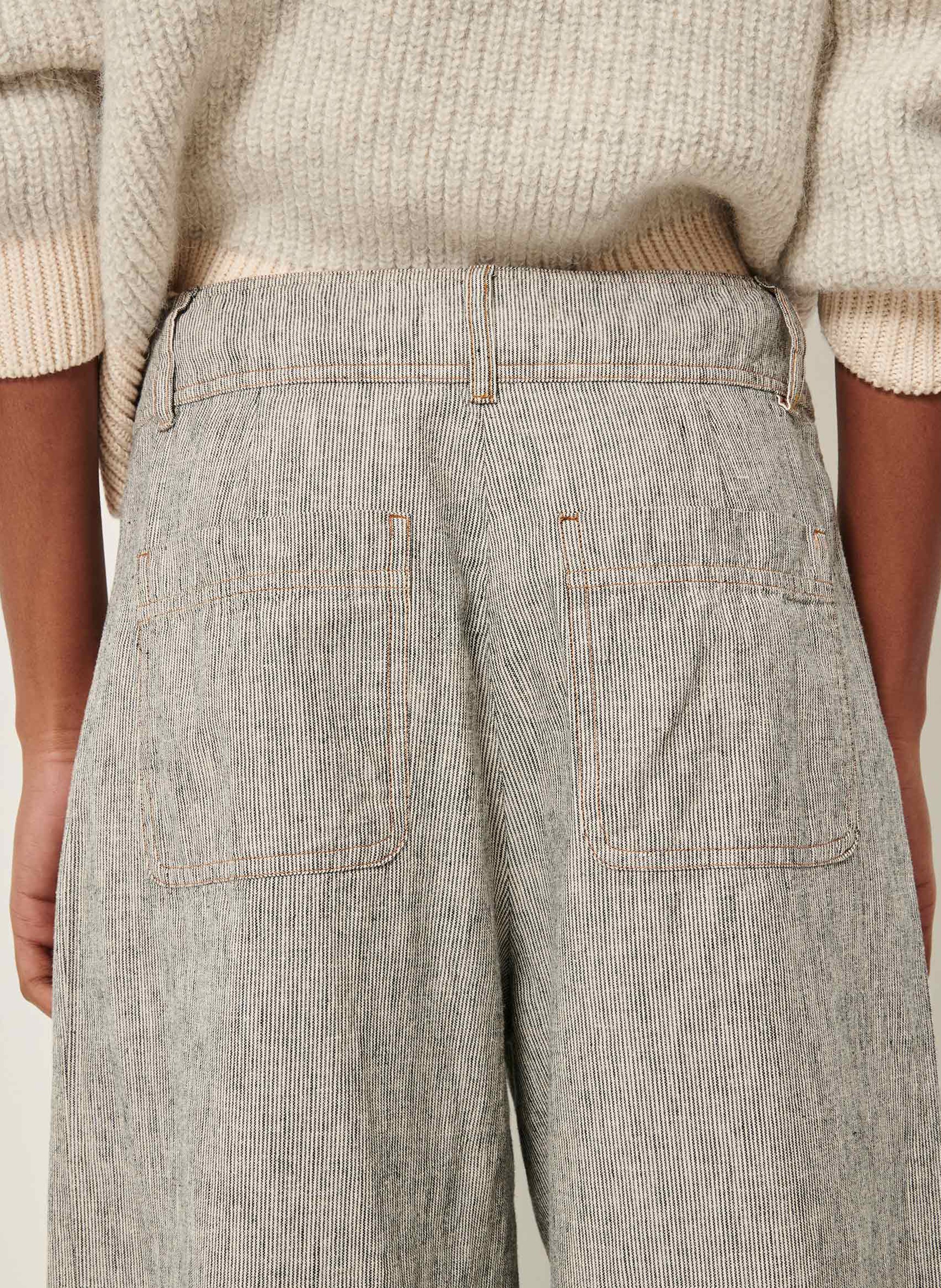 Pantalon large taille haute en lin et coton mélangé manhatti SESSUN Gris