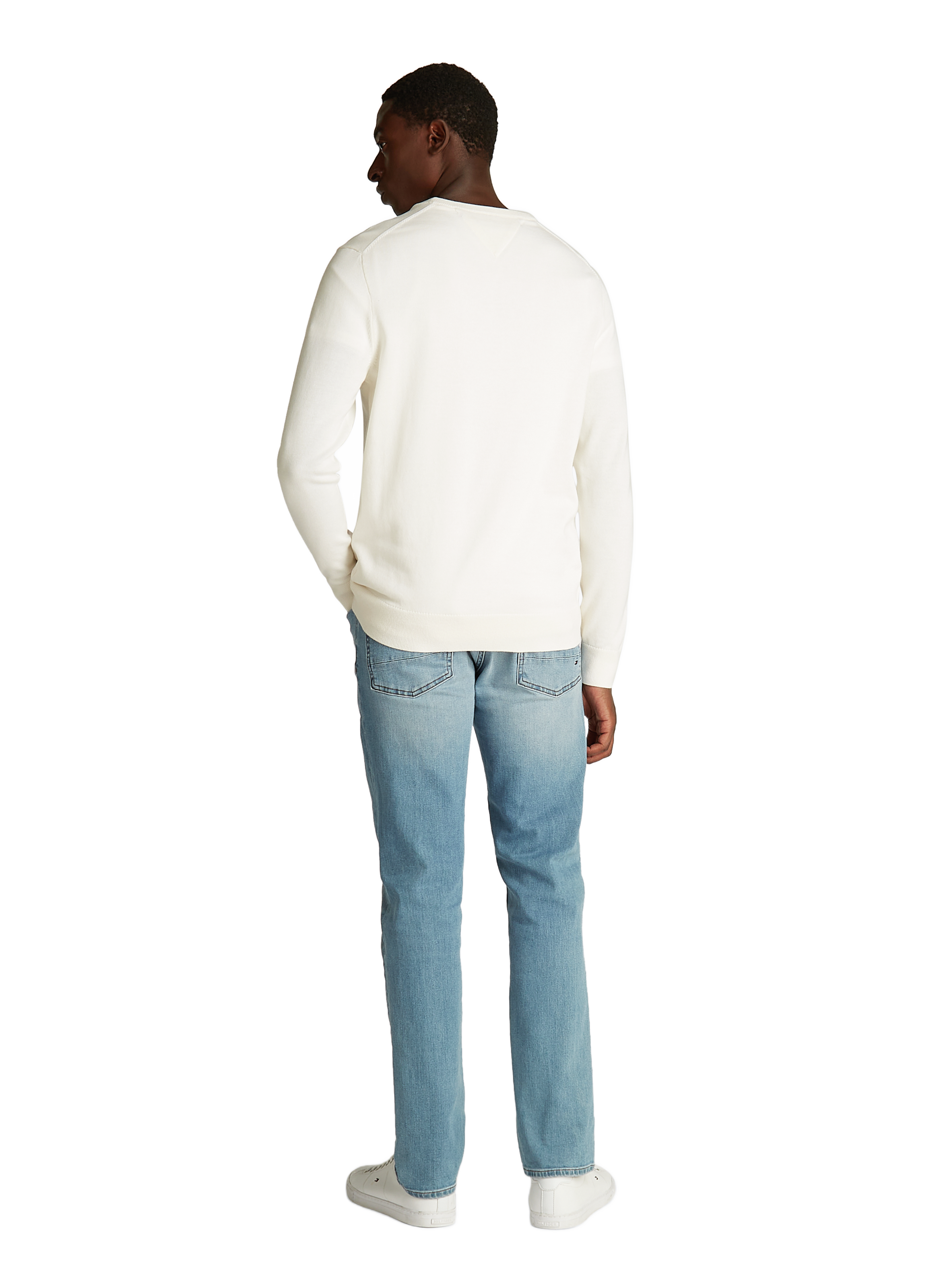 Pull à drapeau brodé en coton TOMMY HILFIGER Beige