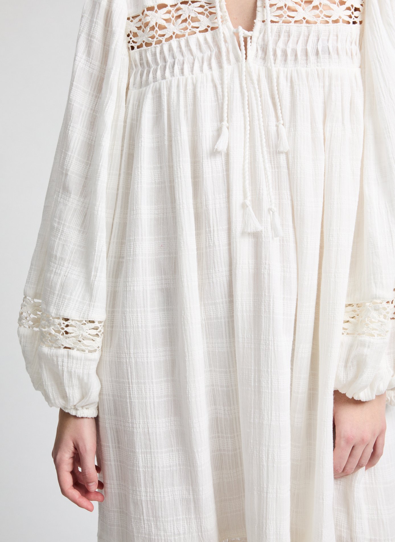 Robe longue brodée en coton bio LOUISE MISHA Beige