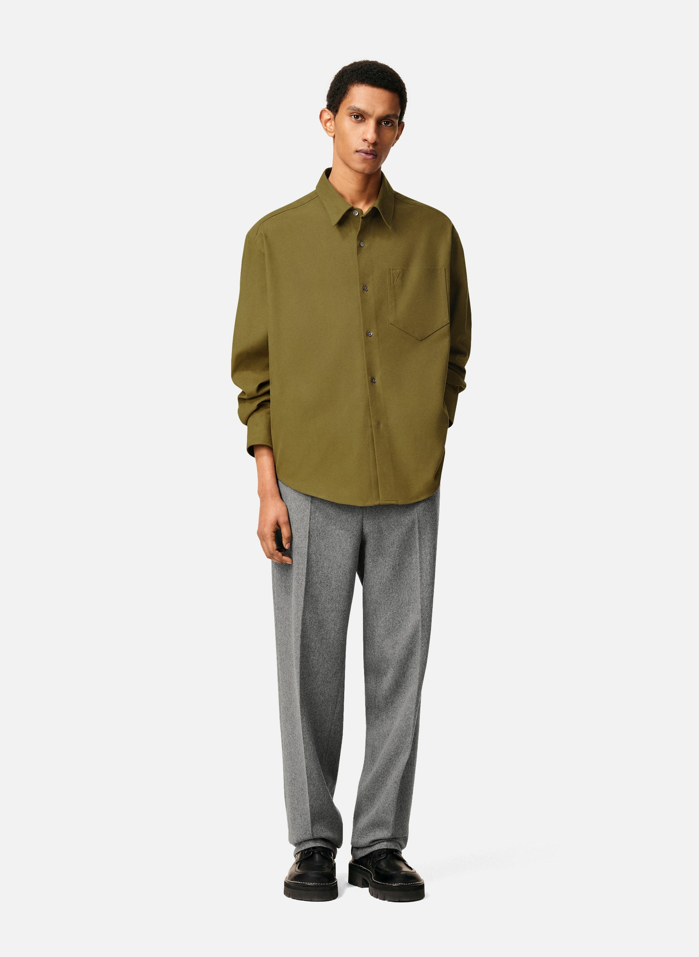 Chemise boxy embossée ami de coeur en coton unisexe AMI PARIS Vert