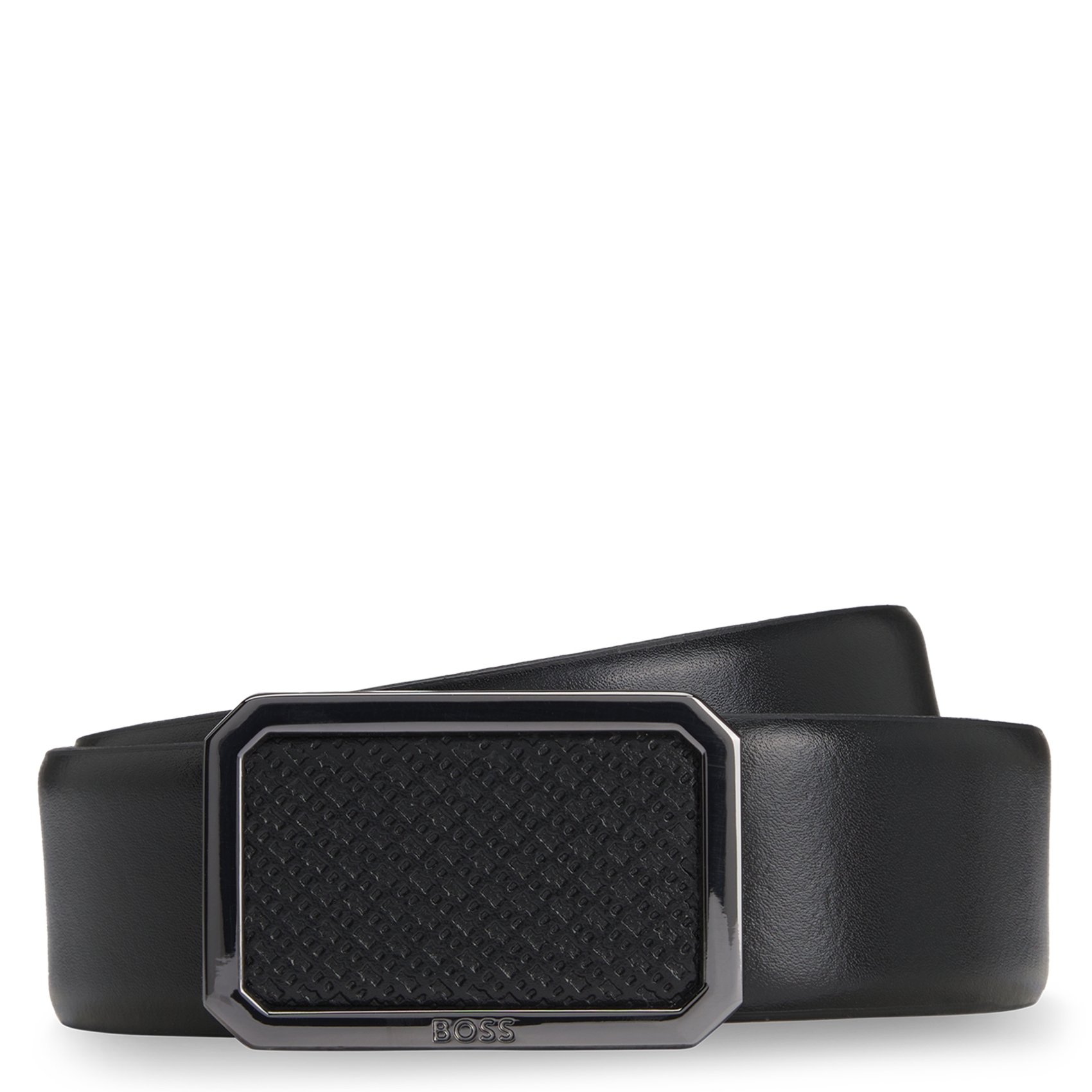 Ceinture à boucle monogrammes en cuir BOSS Noir