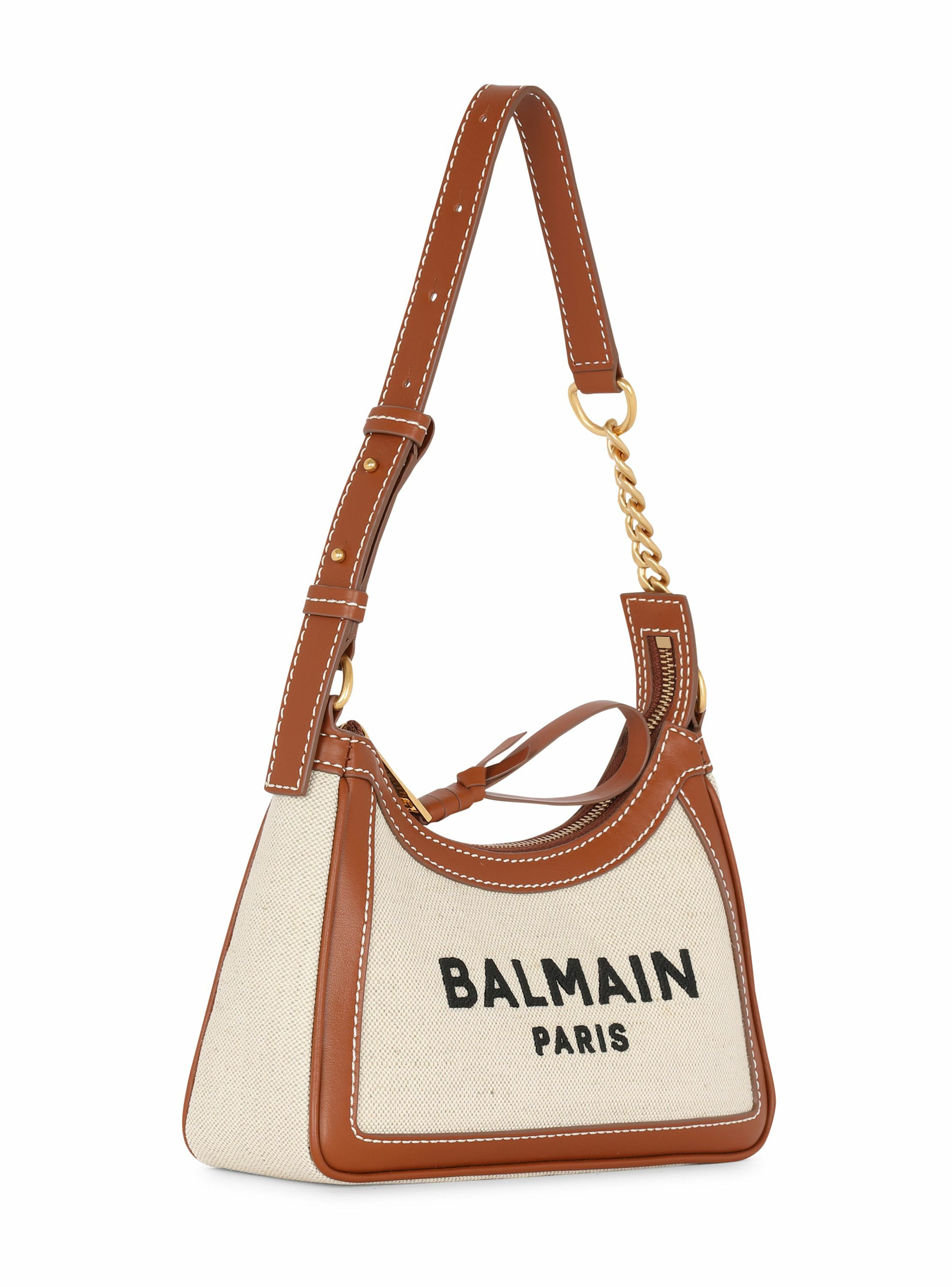 Sac b-army shoulder en toile et cuir BALMAIN Beige