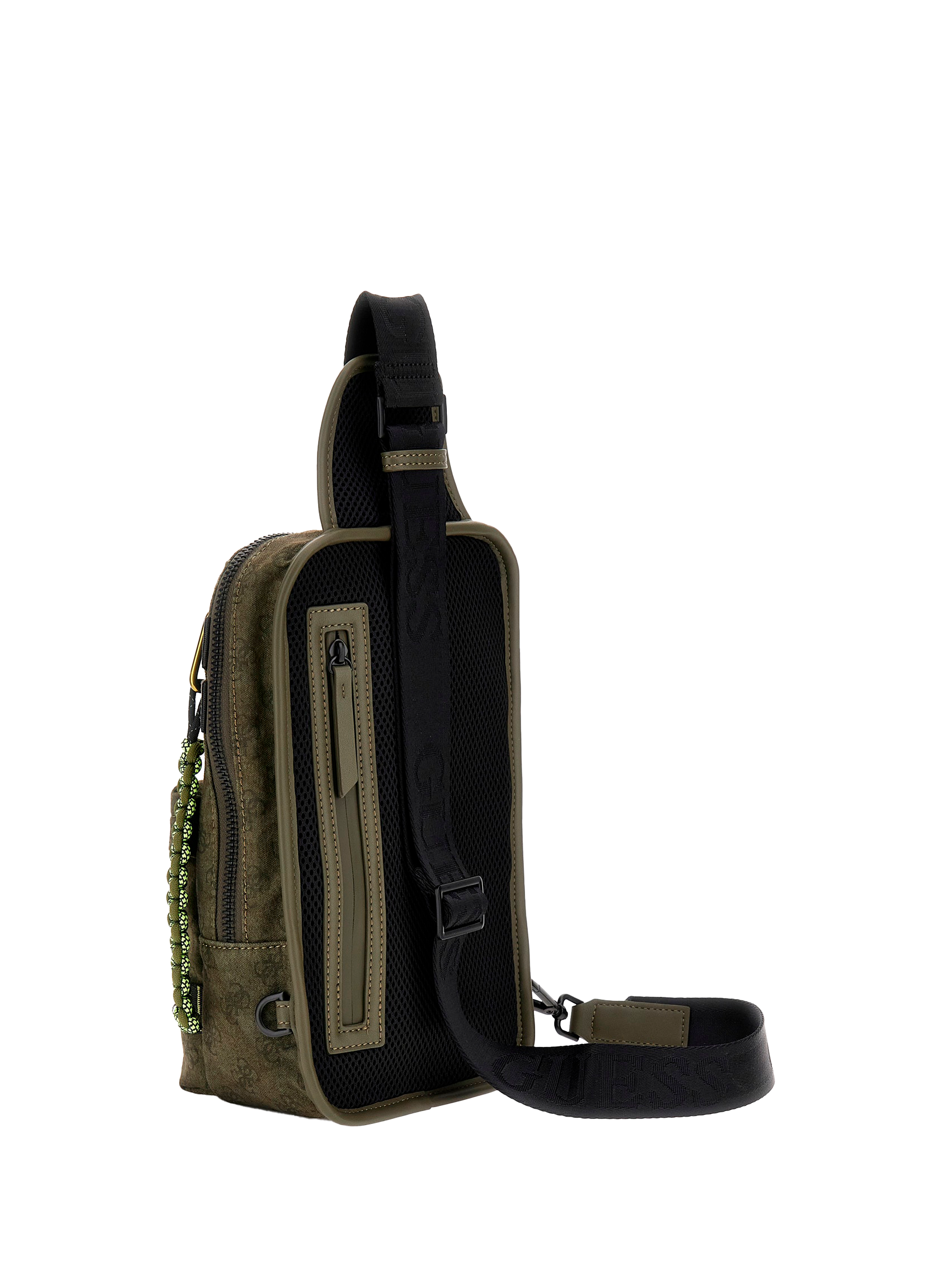 Sac à bandoulière à logo en coton GUESS Kaki