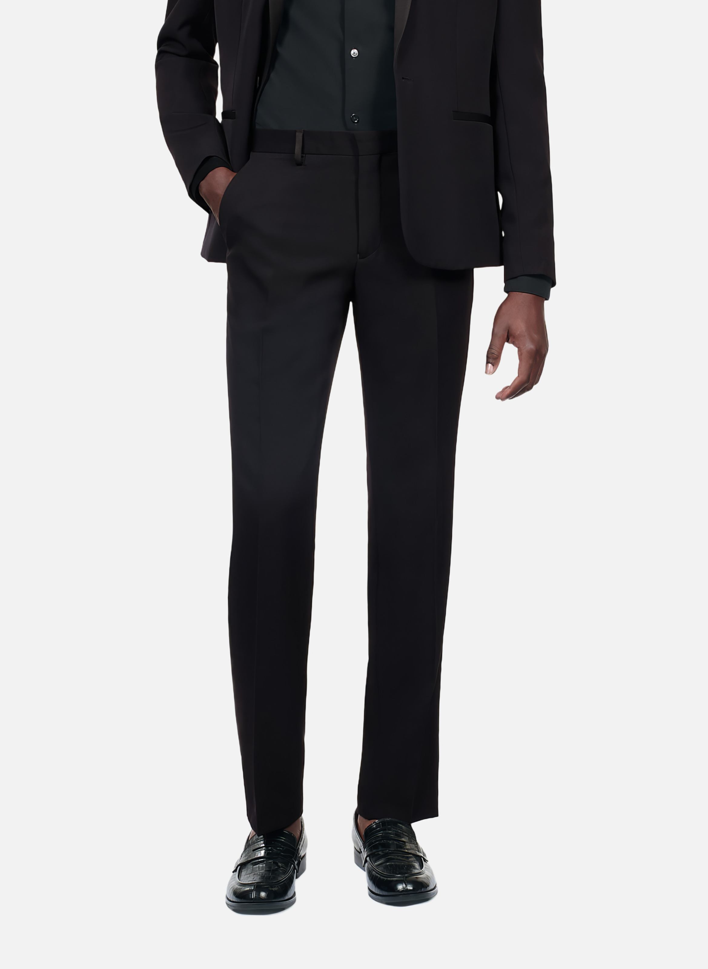 Pantalon de smoking avec détails en satin coupe droite THE KOOPLES Noir