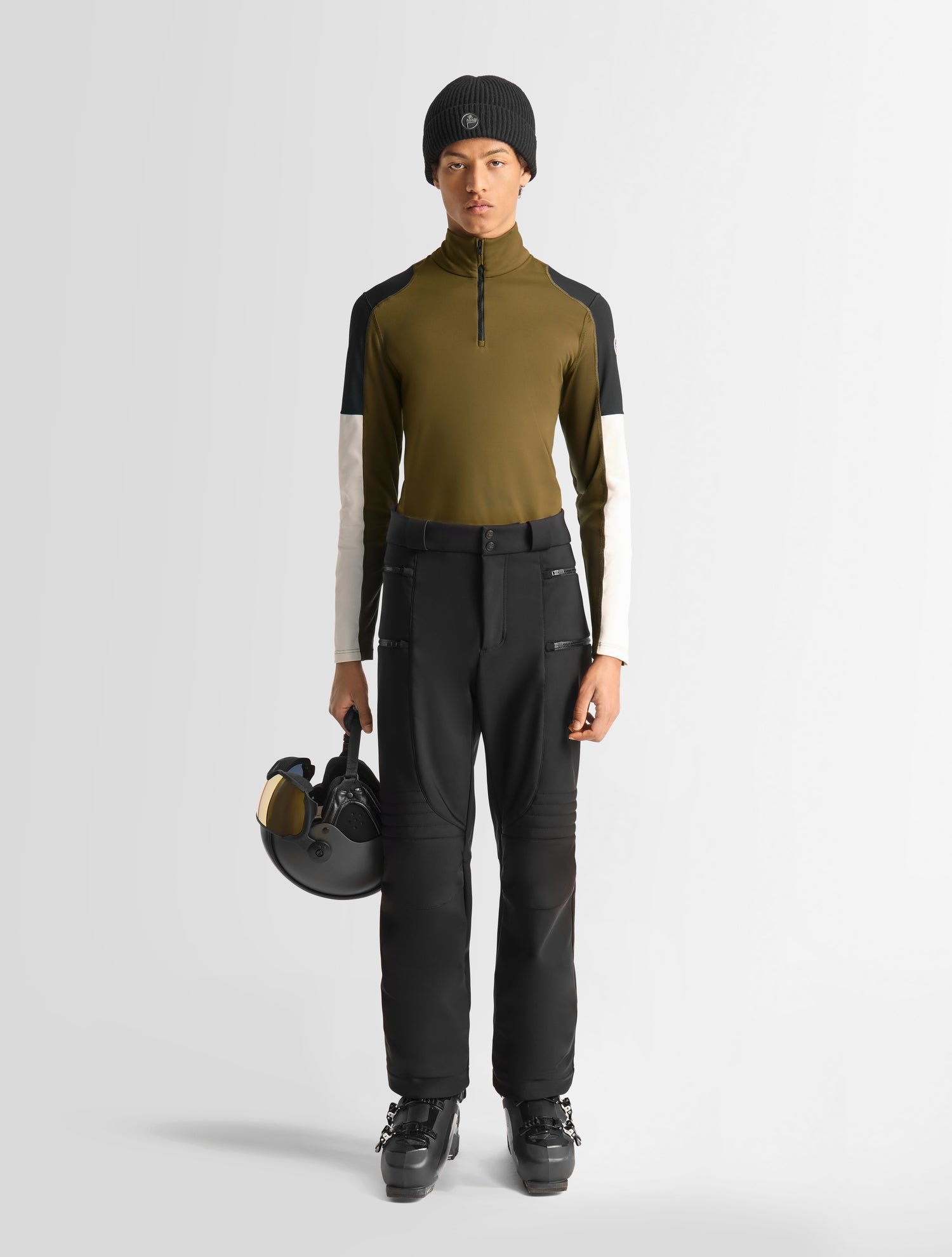 Sous pull de ski pravio col montant coupe regular Marron Fusalp