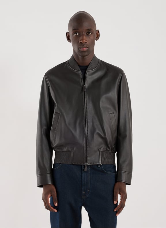 Leather jacket Black by EMPORIO ARMANI EMPORIO ARMANI Leather jacket Black