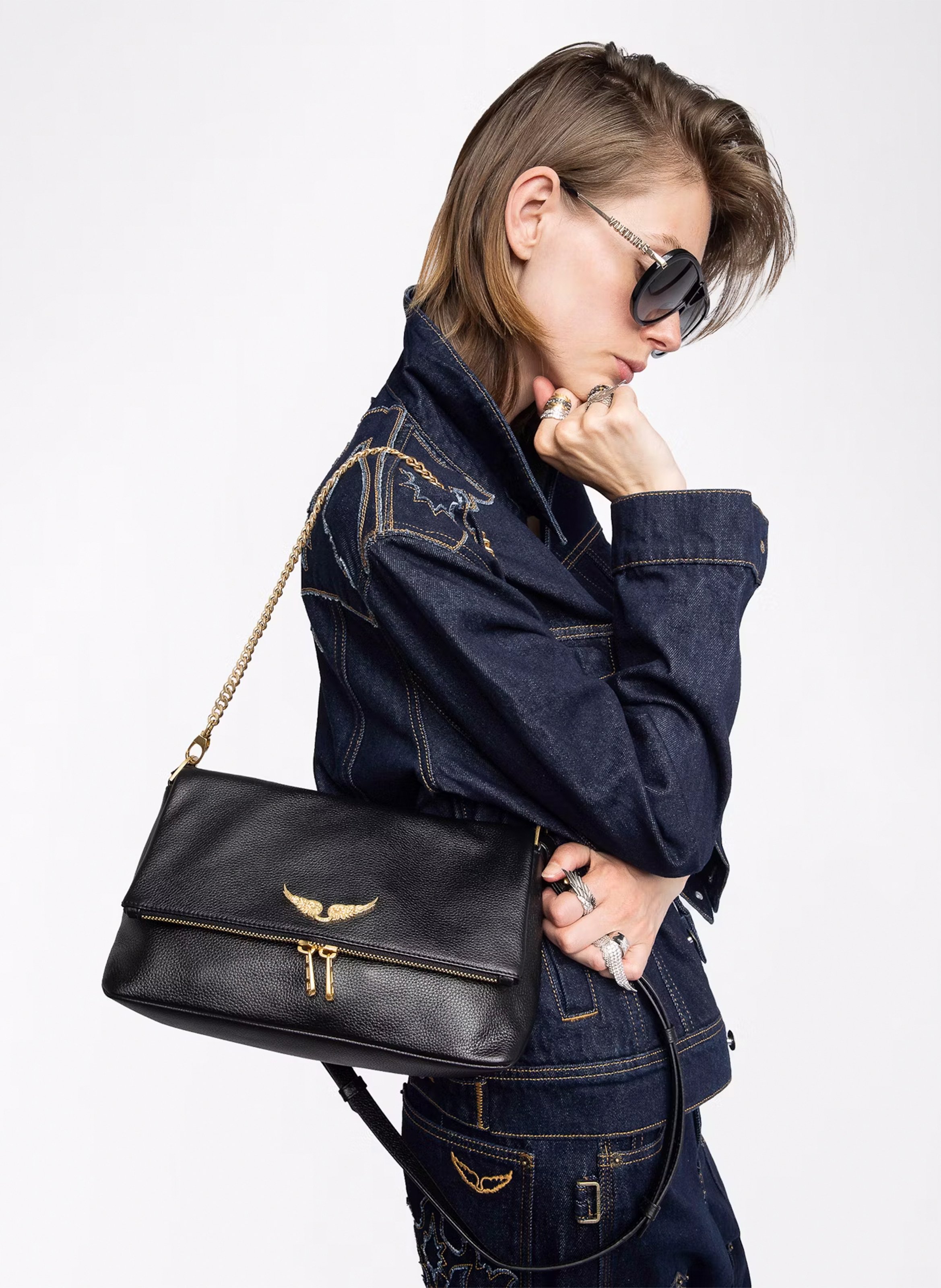 Sac porté épaule en cuir rocky ii ZADIG&VOLTAIRE Noir