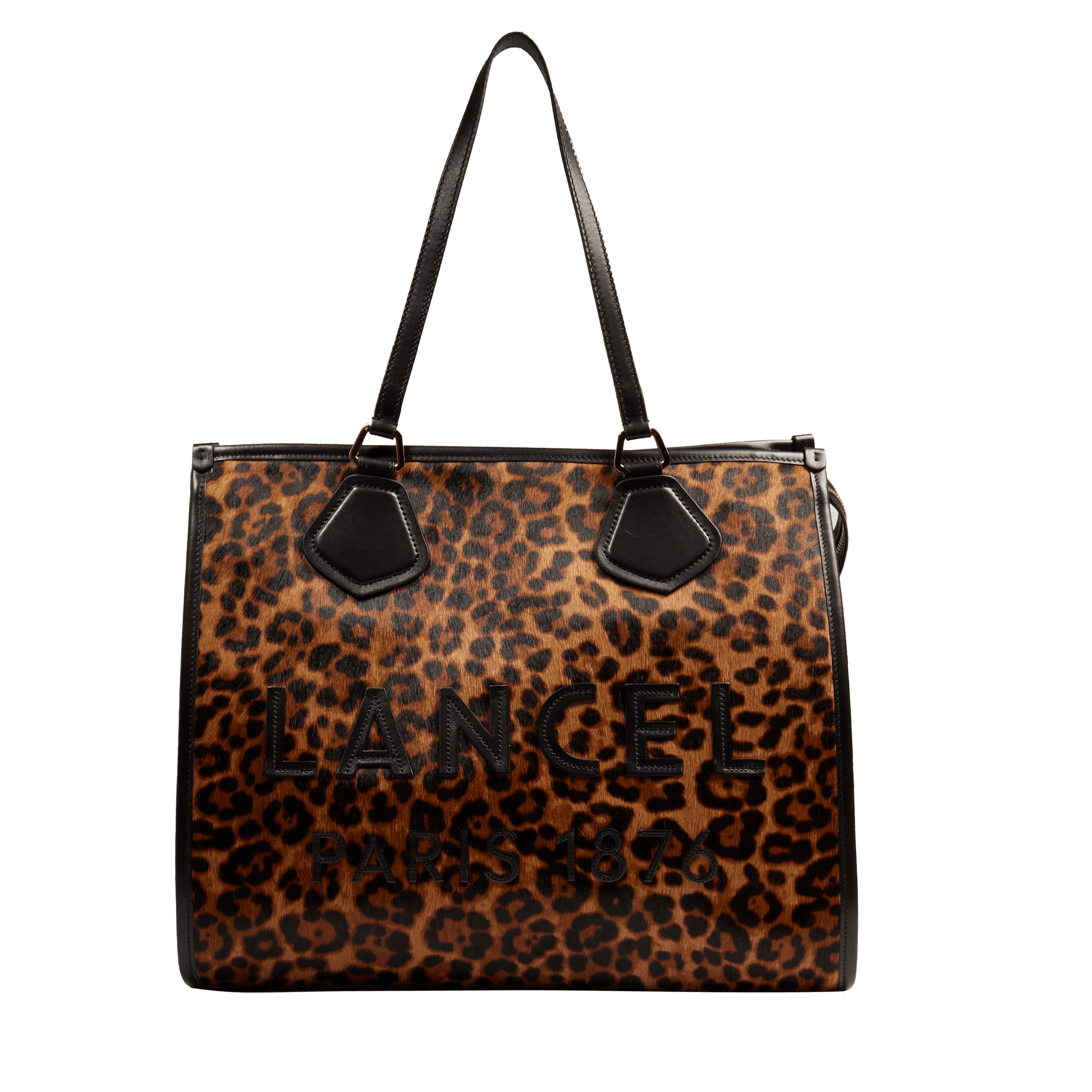 Sac cabas zippé l lancel tote en cuir LANCEL Noir