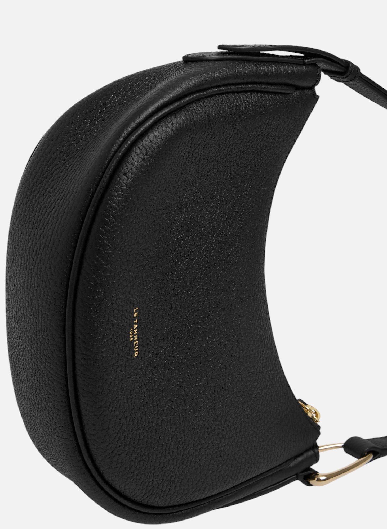 Petit sac bandoulière madeleine en cuir de taurillon grainé LE TANNEUR Noir