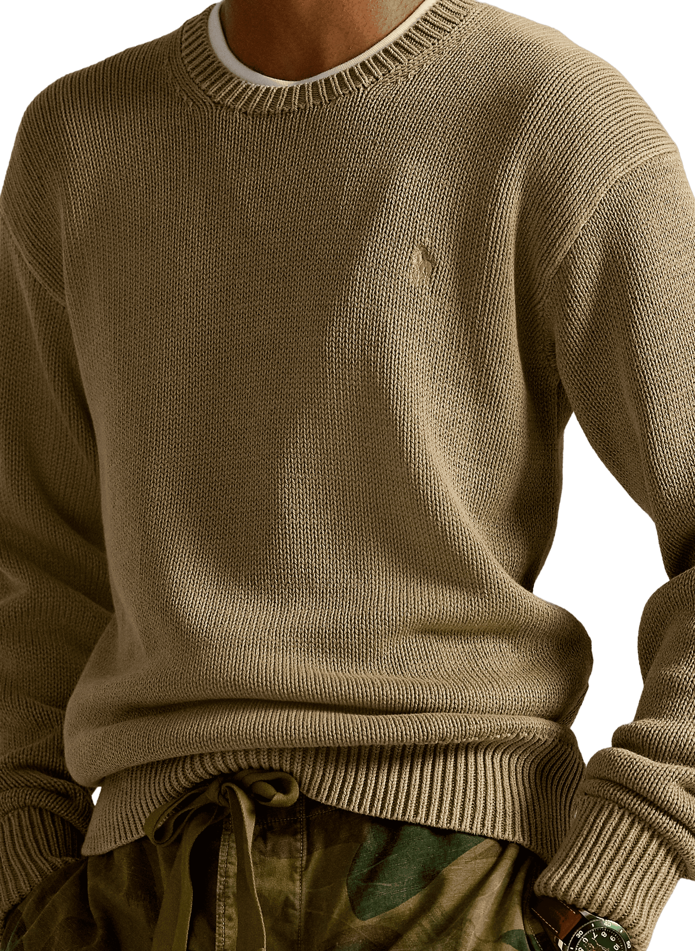 Pull col rond en coton POLO RALPH LAUREN Beige