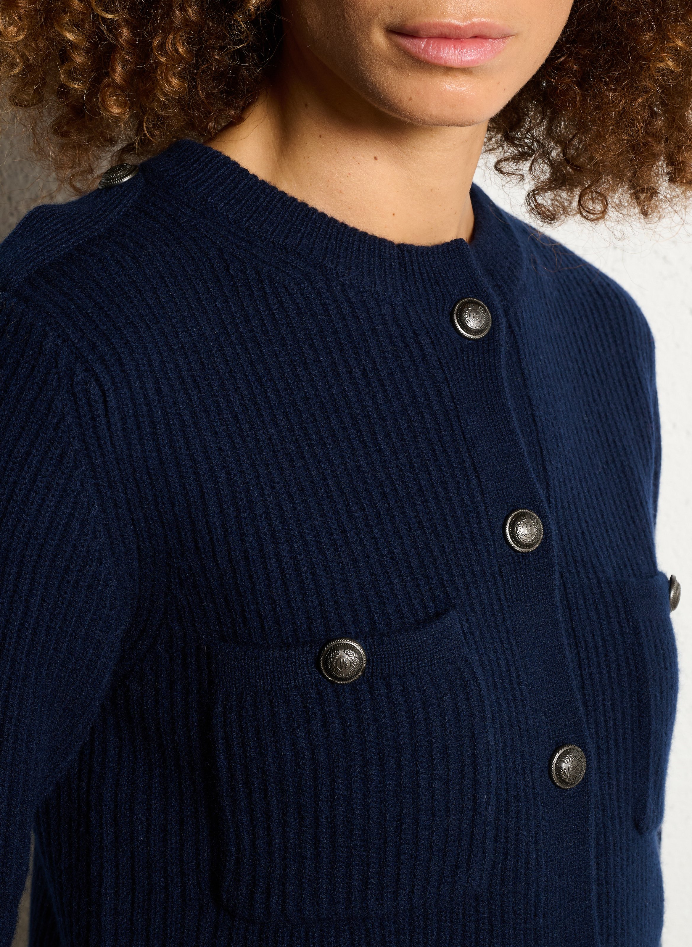 Gilet en laine col rond IKKS Bleu