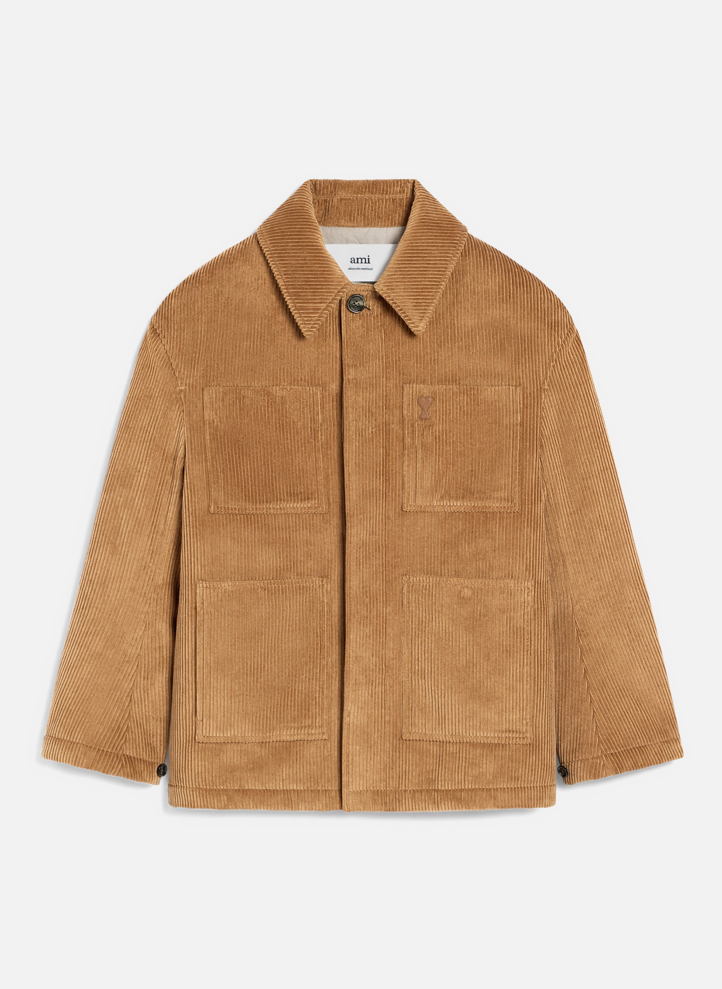 Veste worker en velours en coton unisexe AMI PARIS Marron