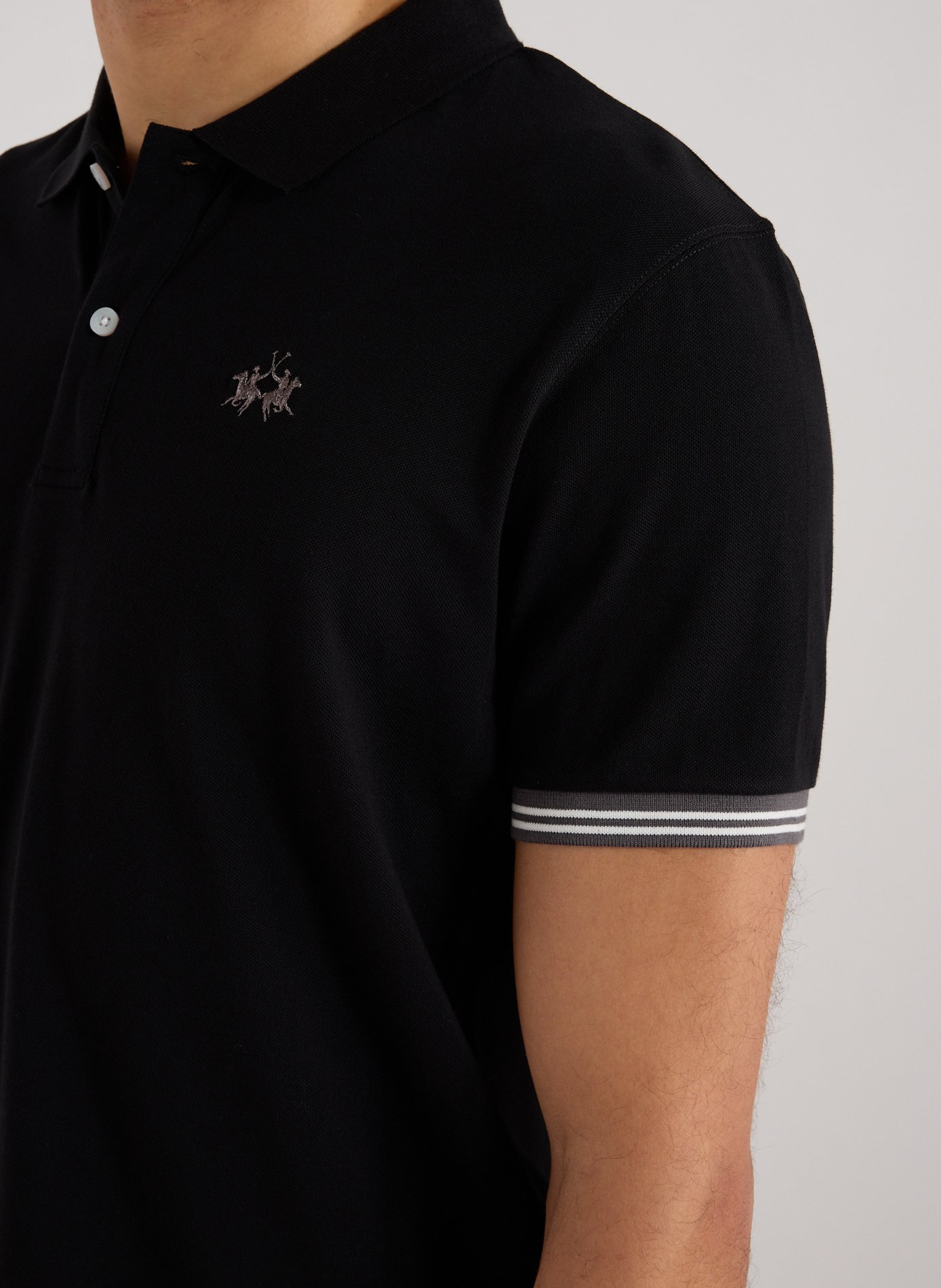 Polo droit en coton mélangé LA MARTINA Noir