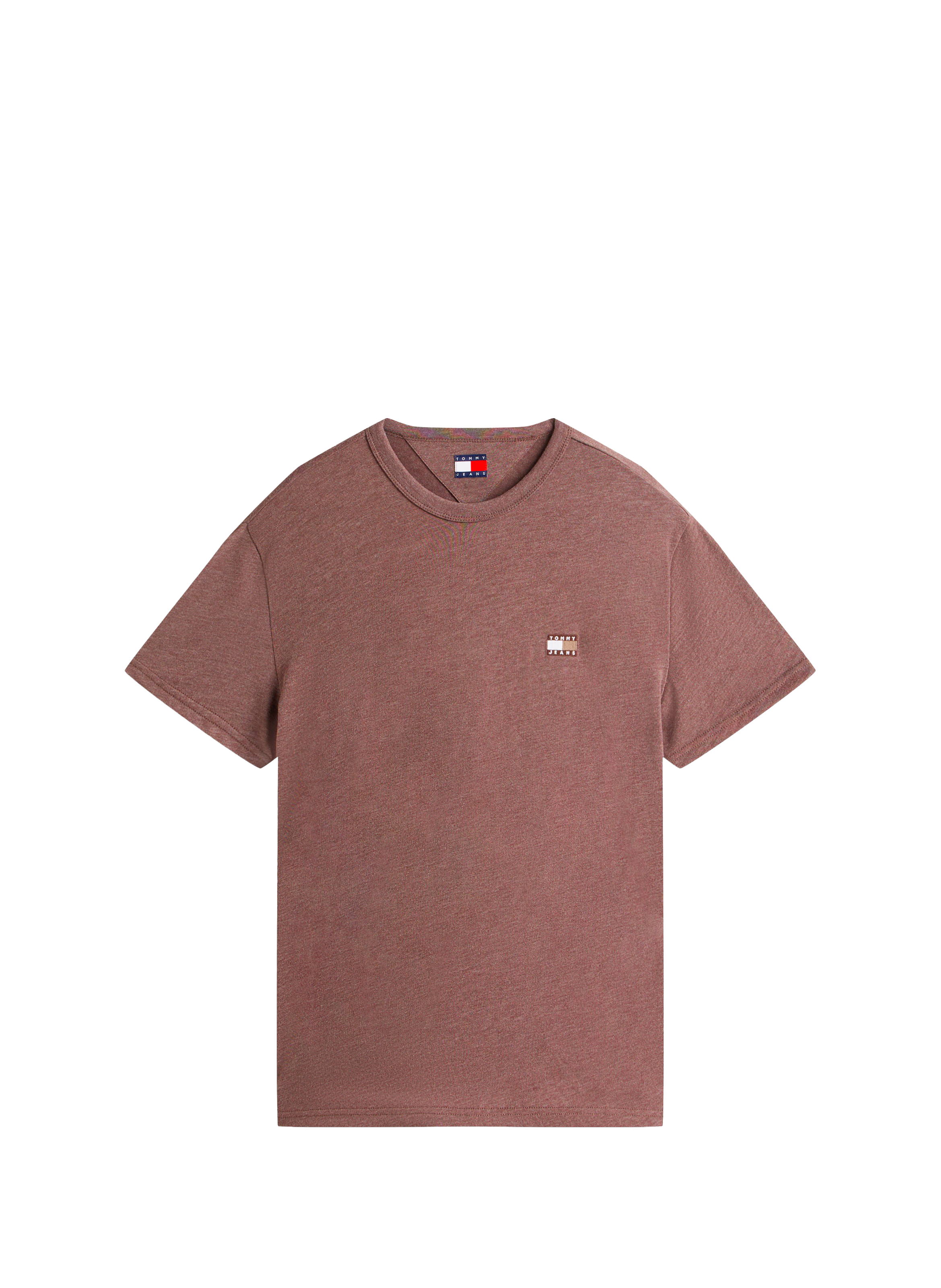 Round neck short sleeve t-shirt with embroidered logo TOMMY HILFIGER Brown