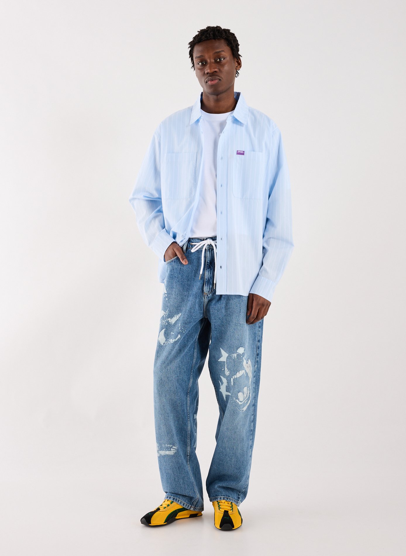 Oversized Striped Cotton Shirt JACKER. Blue
