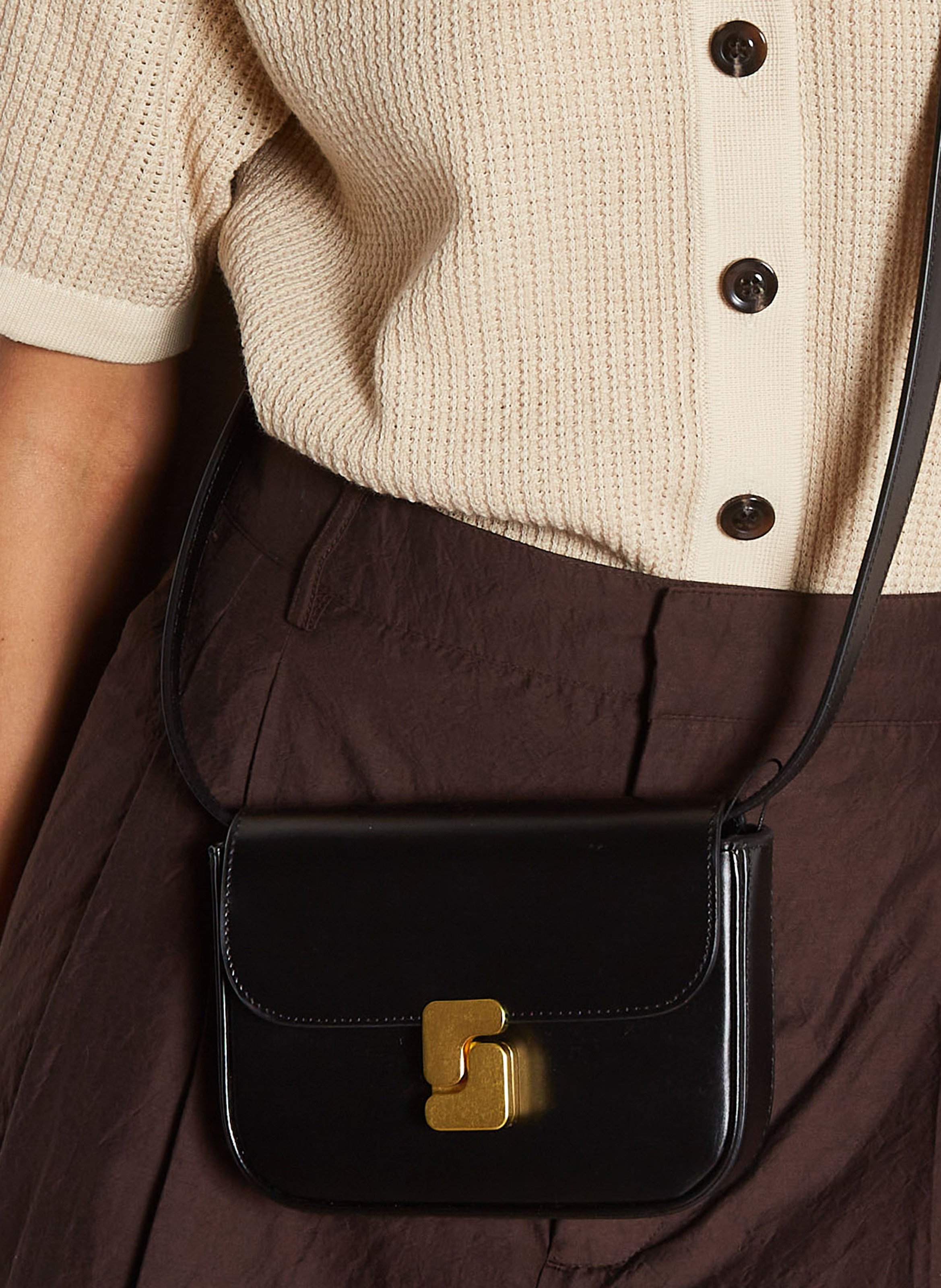 Sac bandoulière en cuir bell SOEUR Noir