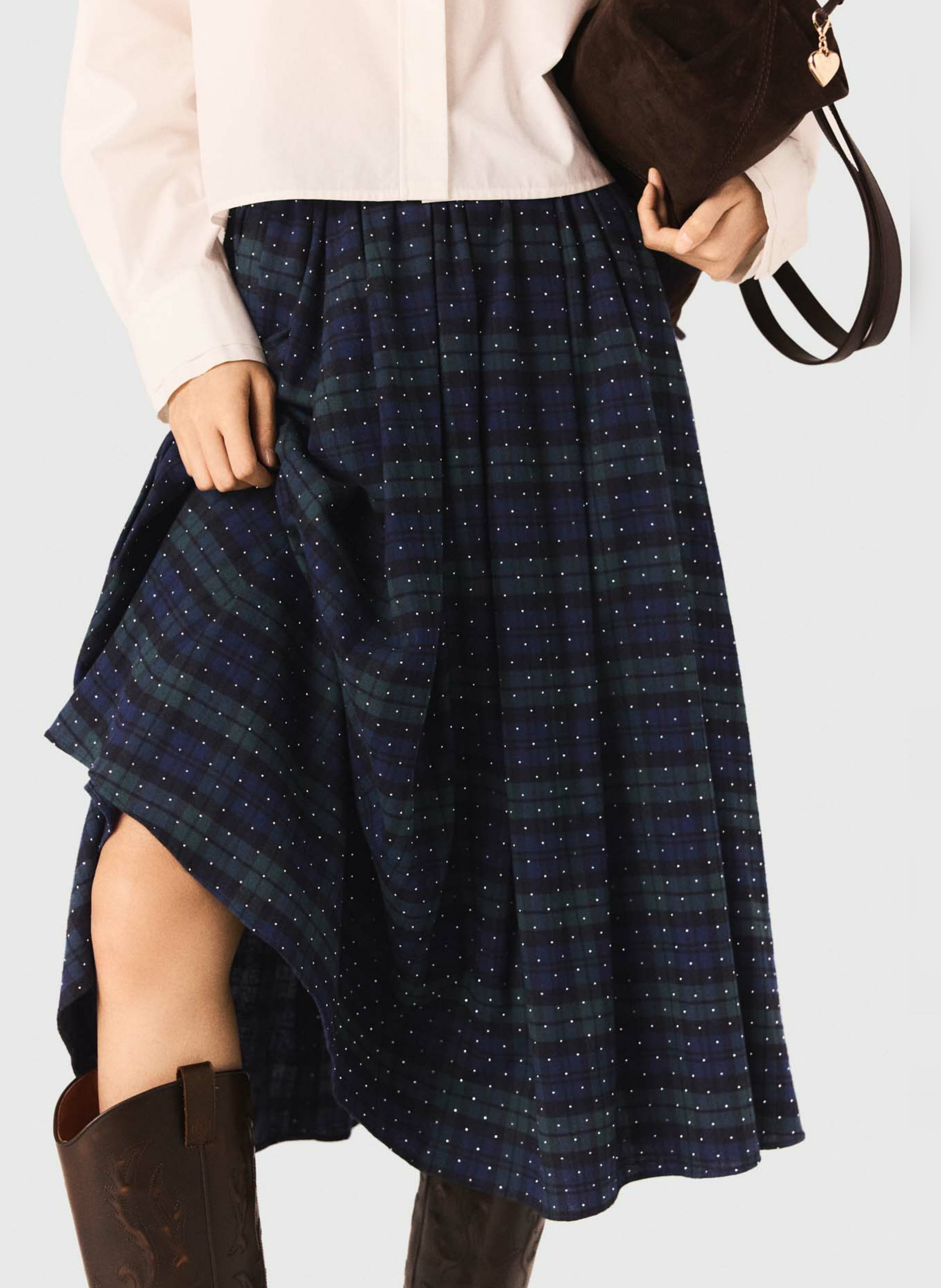 Jupe midi en coton MAJE Bleu