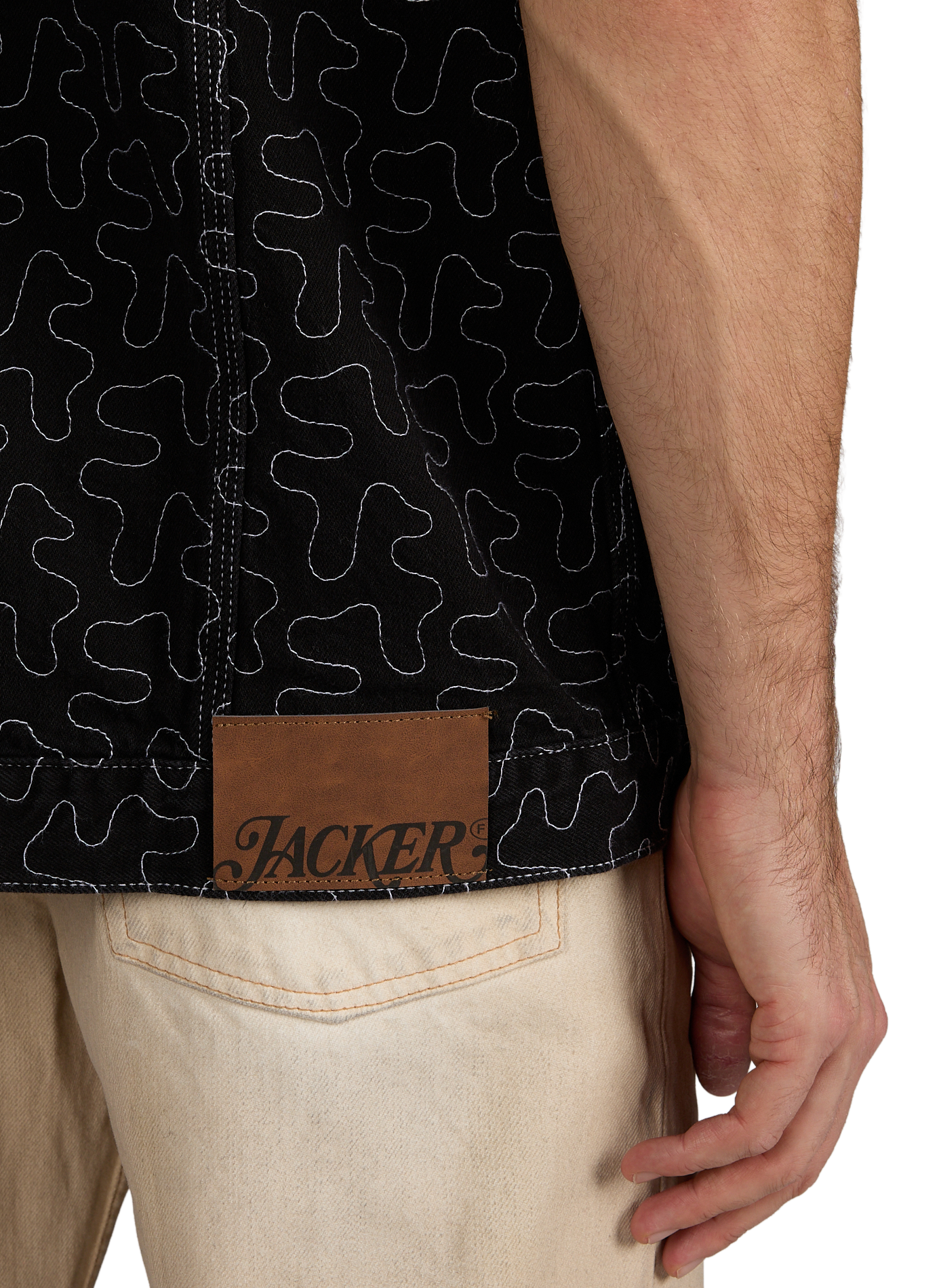 Short-sleeved cotton shirt with pattern JACKER. Black
