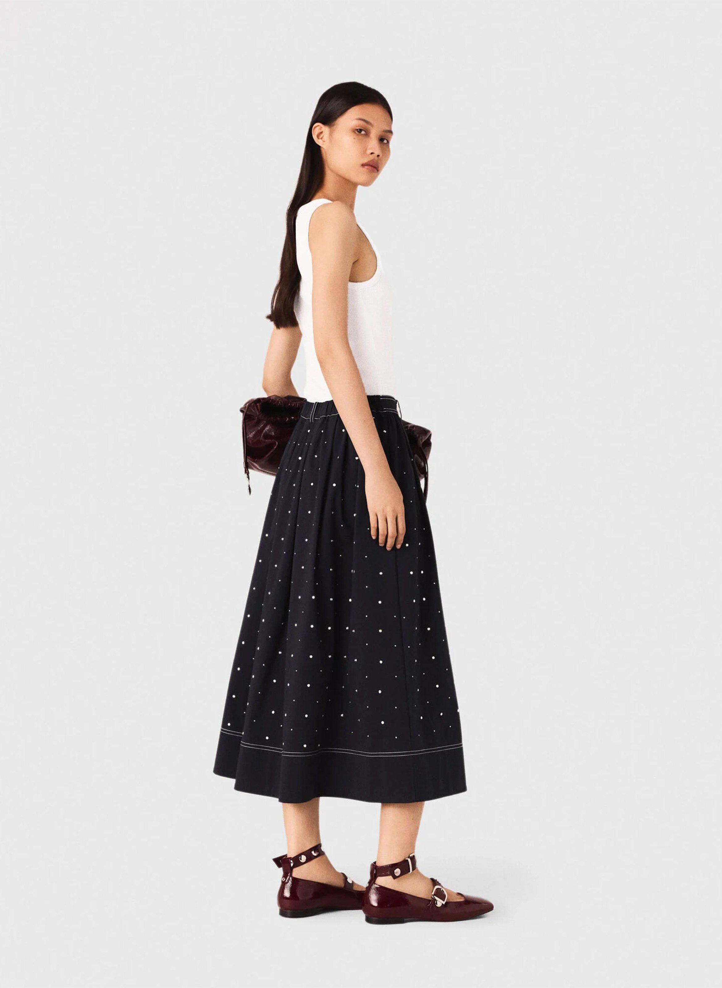 Débardeur col rond en coton mélangé MAJE Blanc