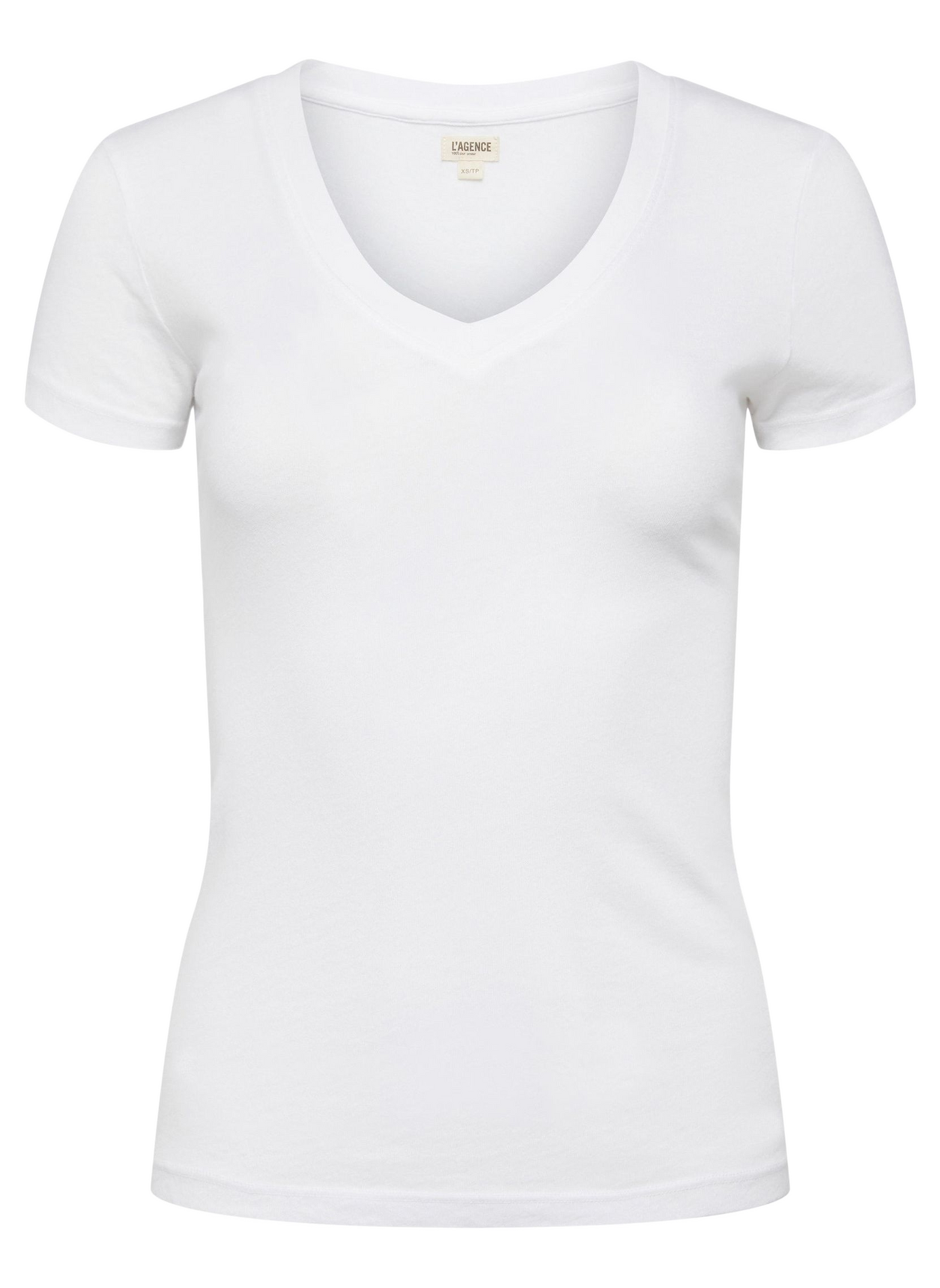 T-shirt manches courtes col V en coton L'AGENCE Blanc