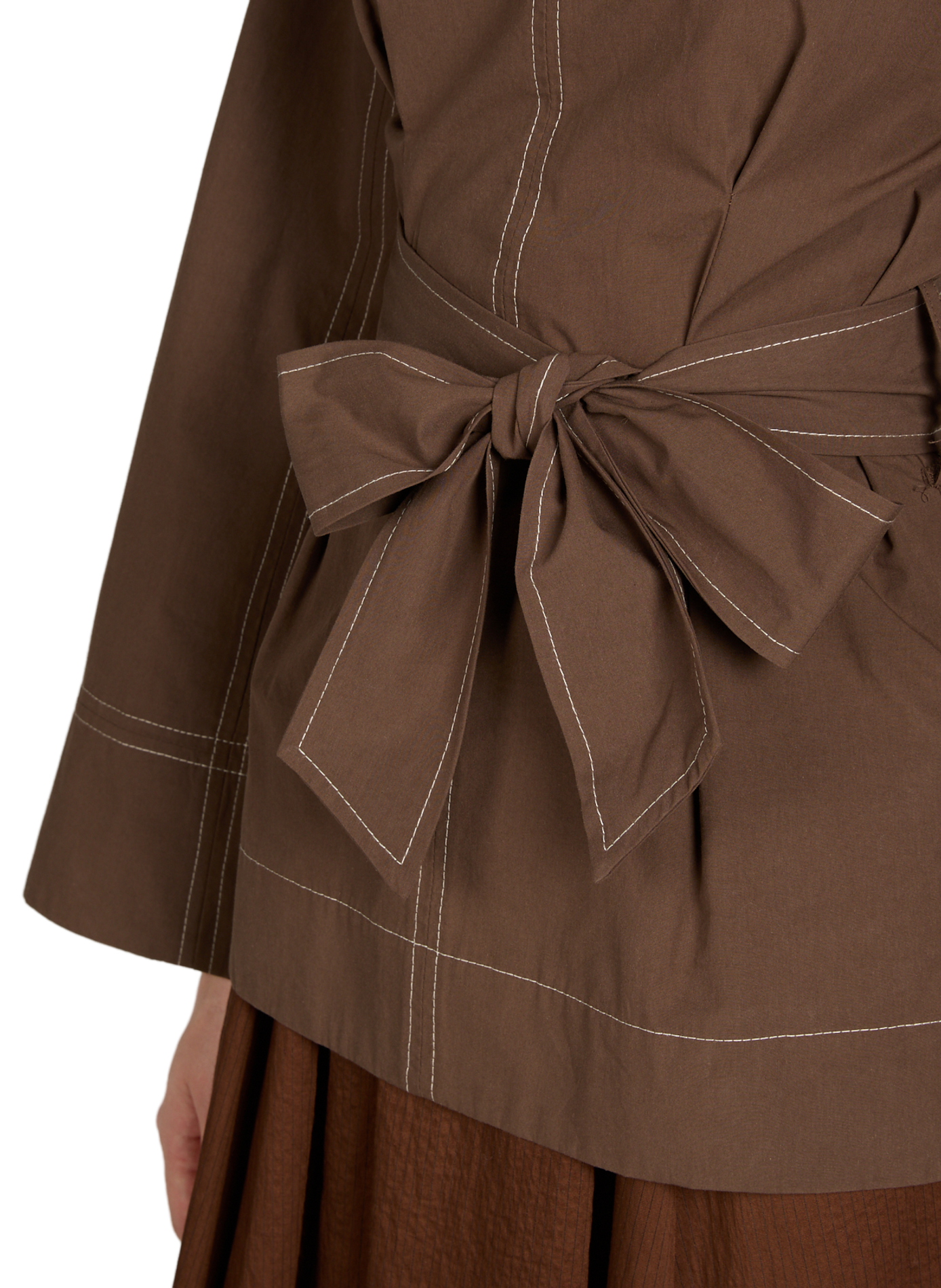 Fitted top with belt TOPSHOP Brown