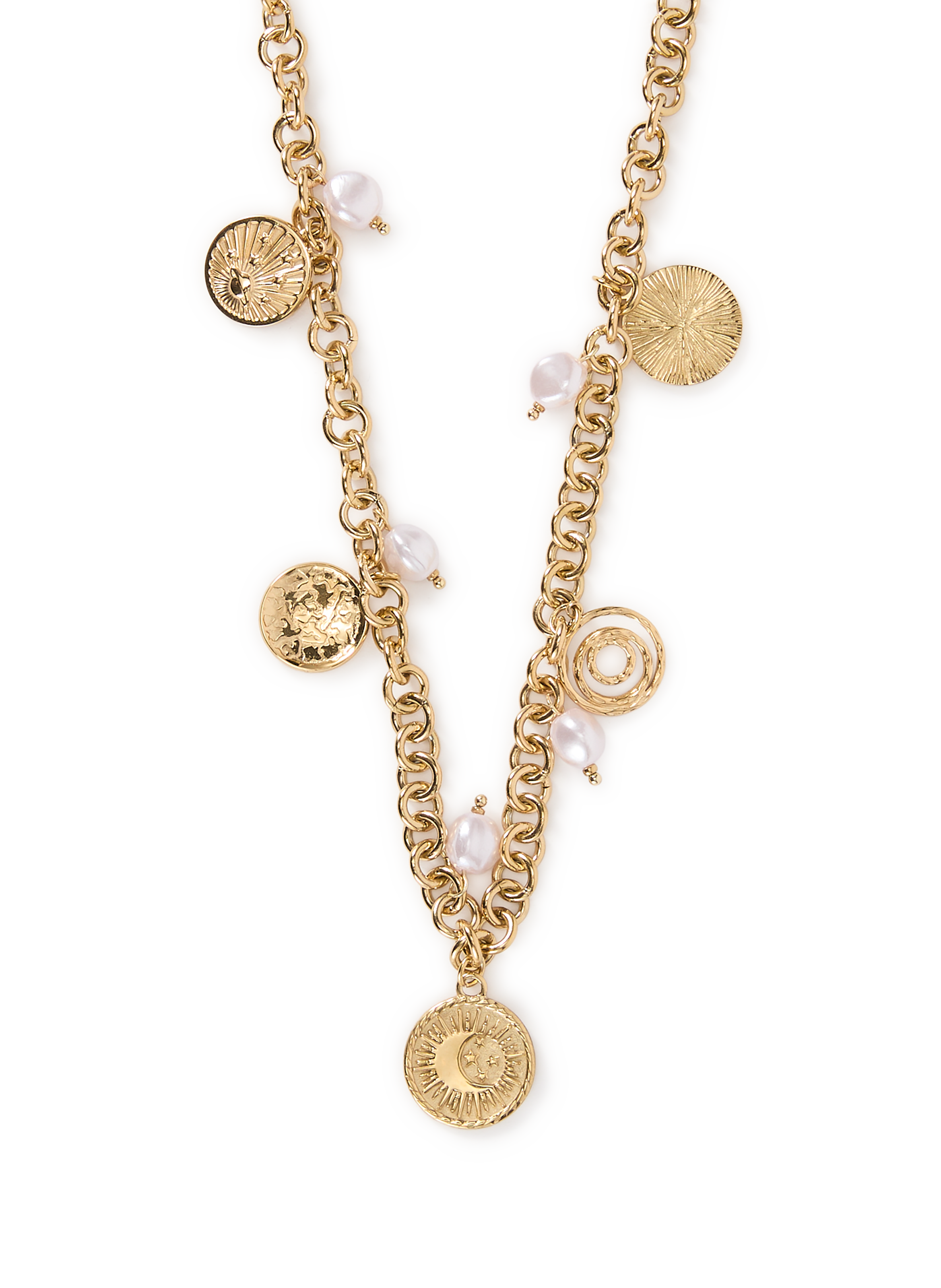 Collier charms ronds et nacres AU PRINTEMPS PARIS Doré