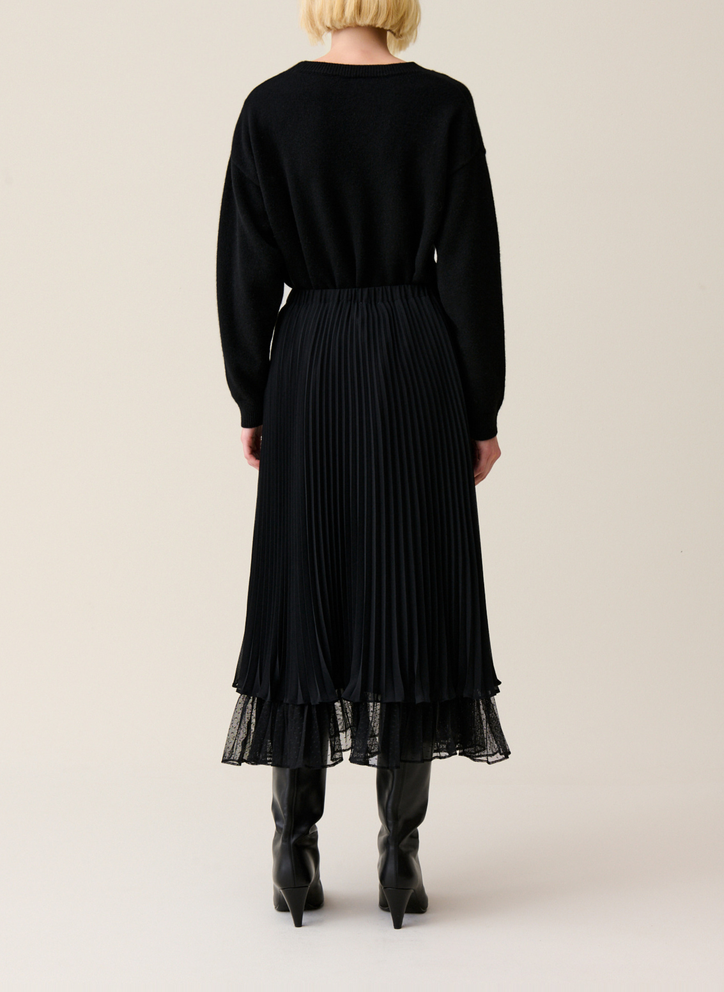 Jupe midi fluide plissée CLAUDIE PIERLOT Noir