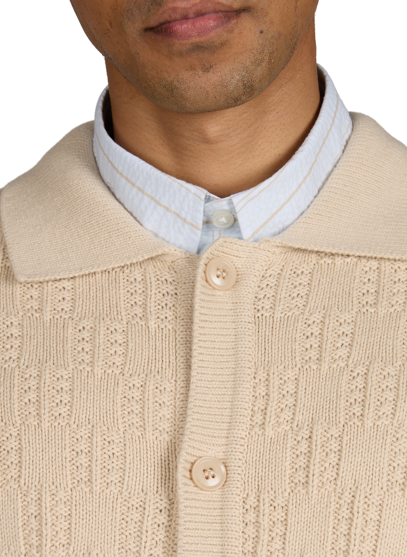 Organic cotton and wool knit cardigan SAMSOE SAMSOE Beige