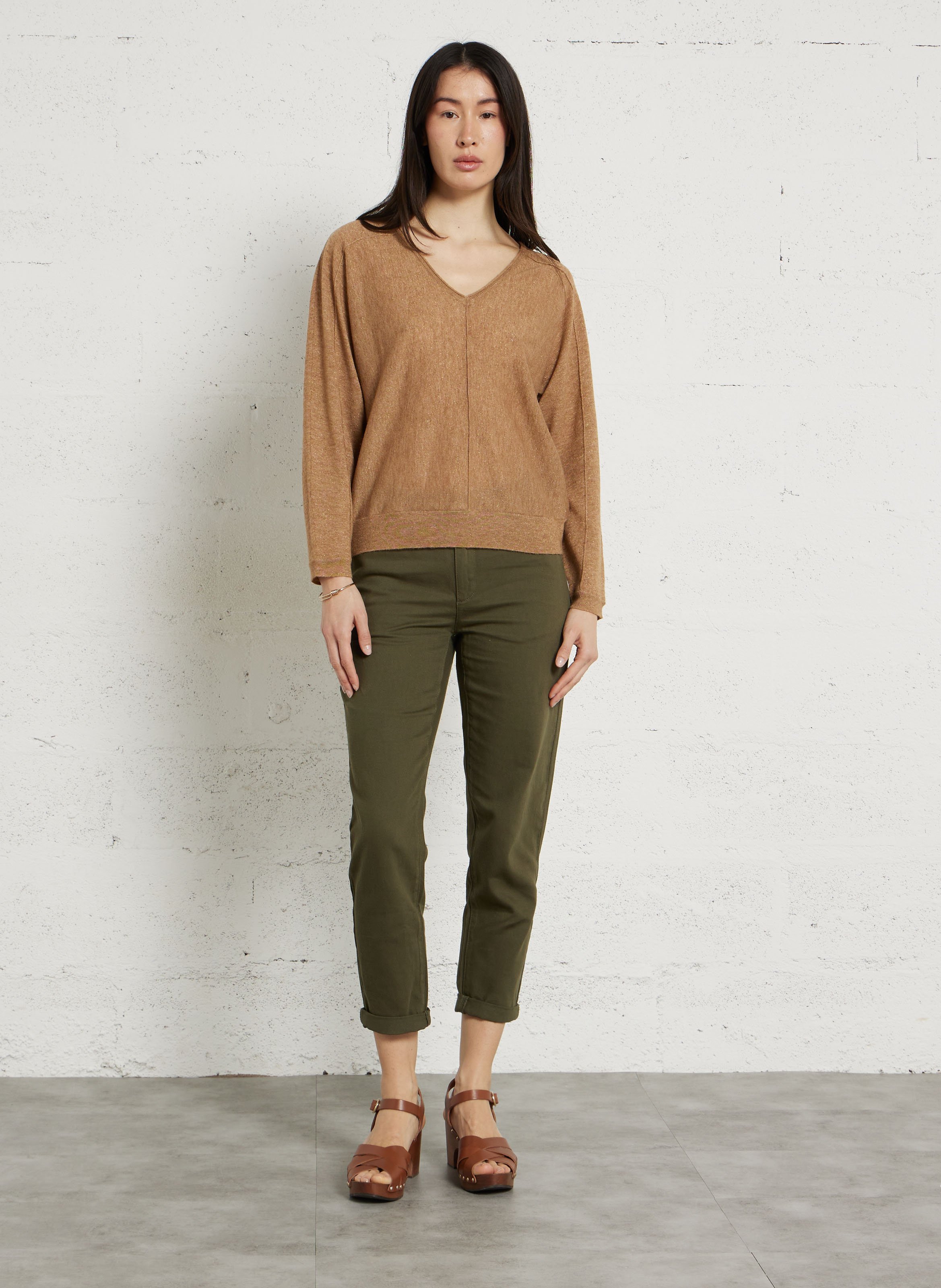 Pull ample col v en laine mélangée pitt MAISON 123 Beige