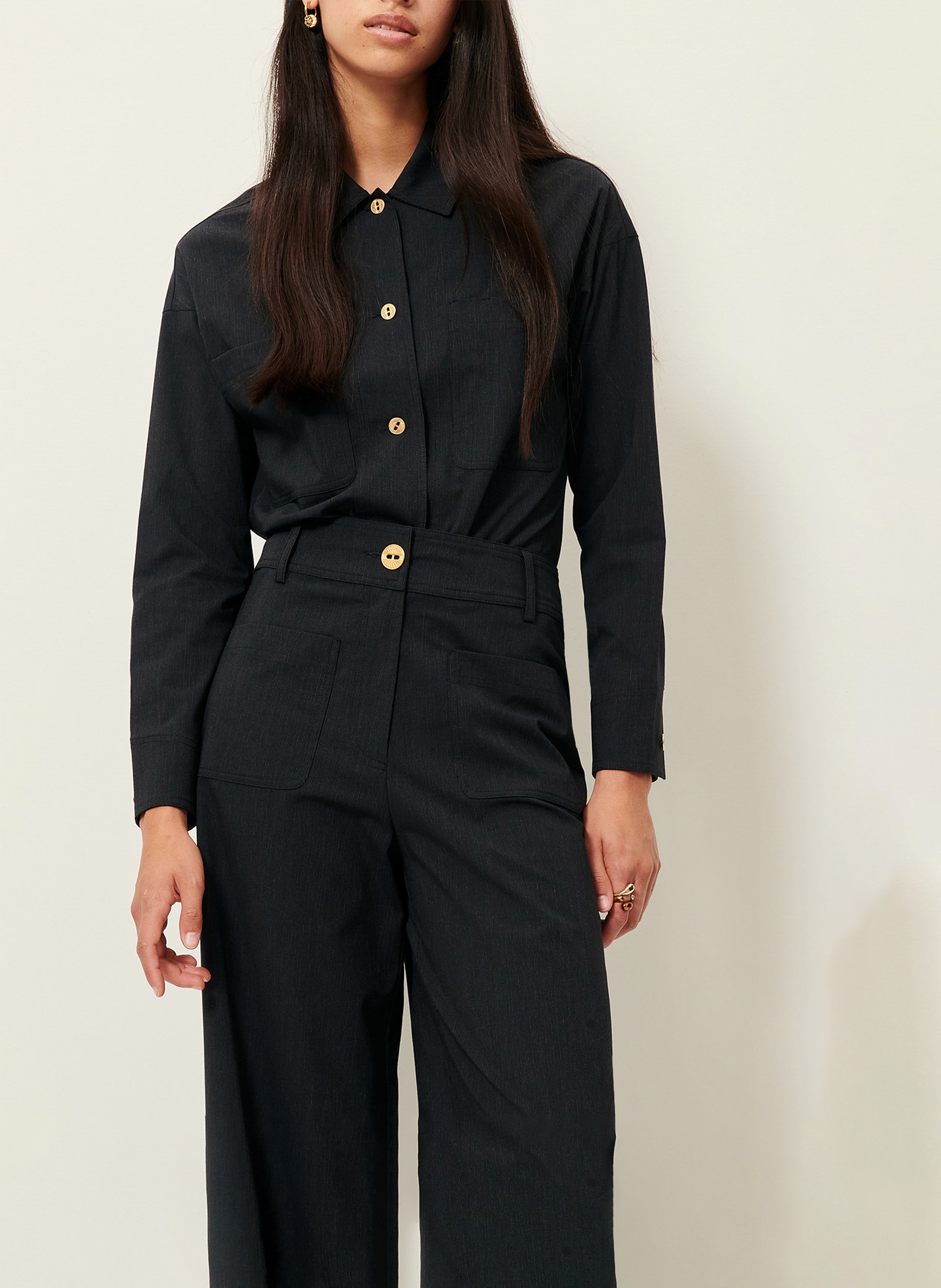 Surchemise droite col classique en coton et lin mélangé notteri SESSUN Gris