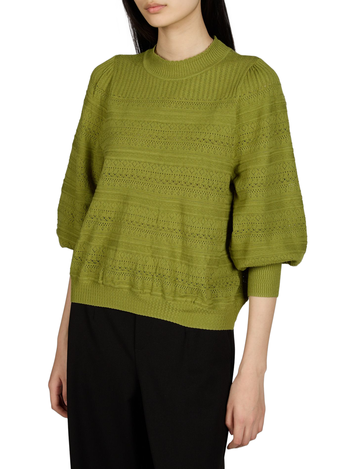 Pull droit en maille ajourée PETITE MENDIGOTE Vert