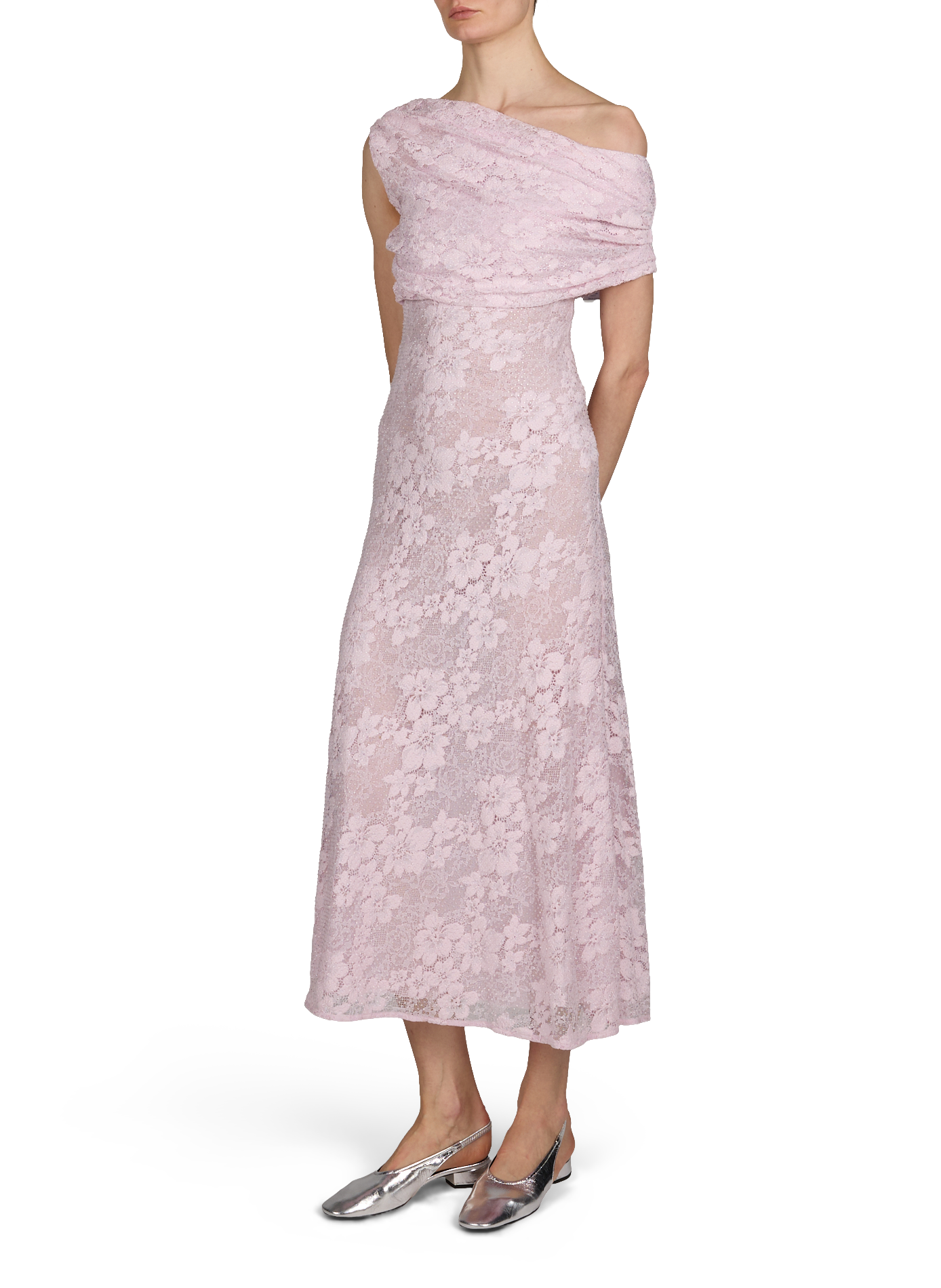 Robe midi en dentelle florale SELF PORTRAIT Rose