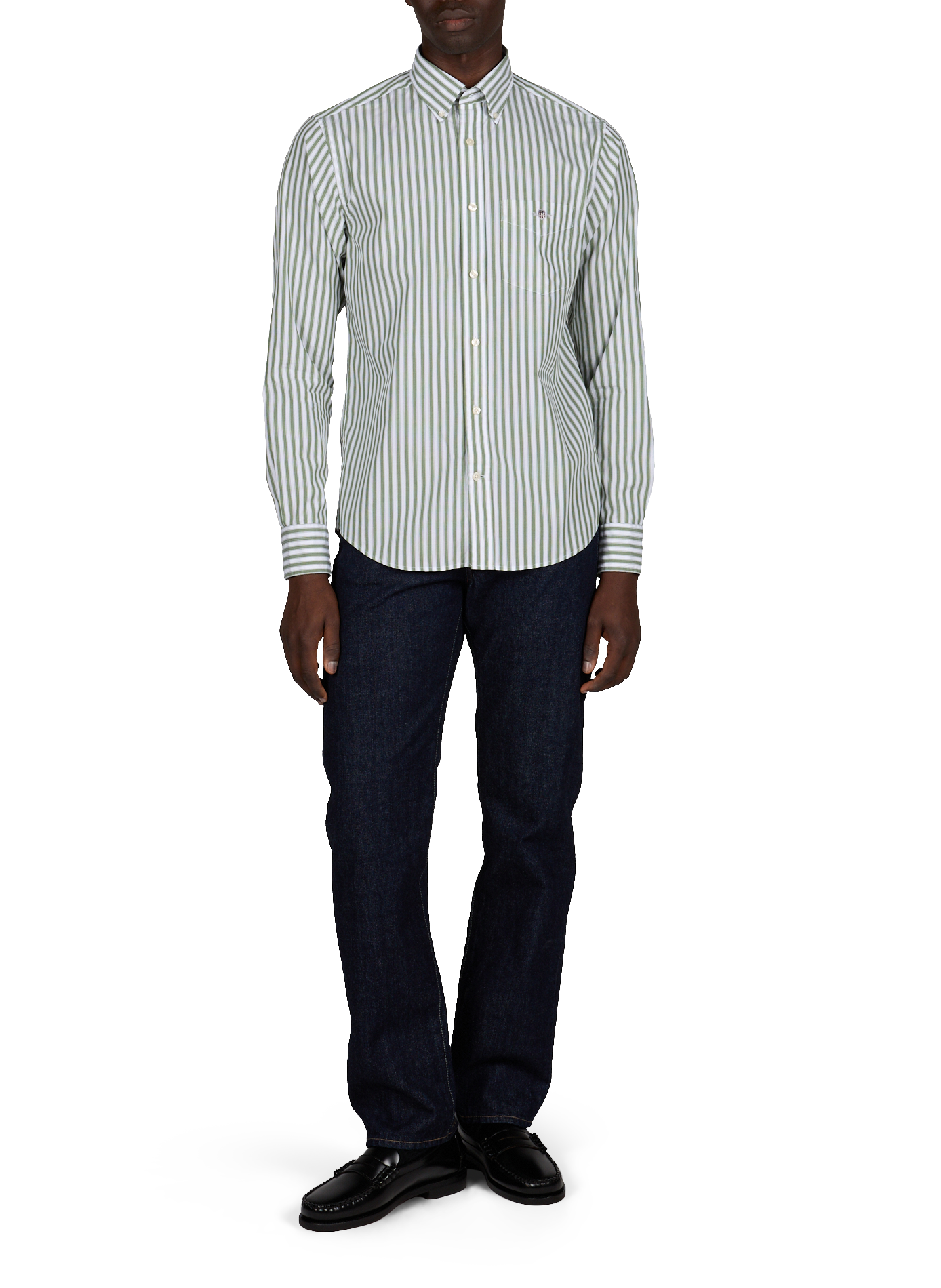 Chemise droite à rayures en coton  GANT Vert
