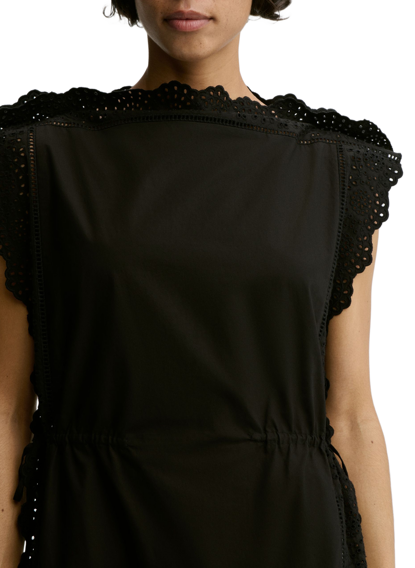 Robe midi à broderies anglaises en coton BY MALENE BIRGER Noir