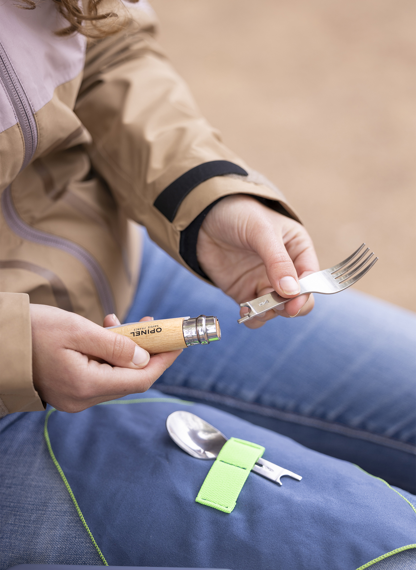 Set de couverts pique-nique Picnic + OPINEL Beige