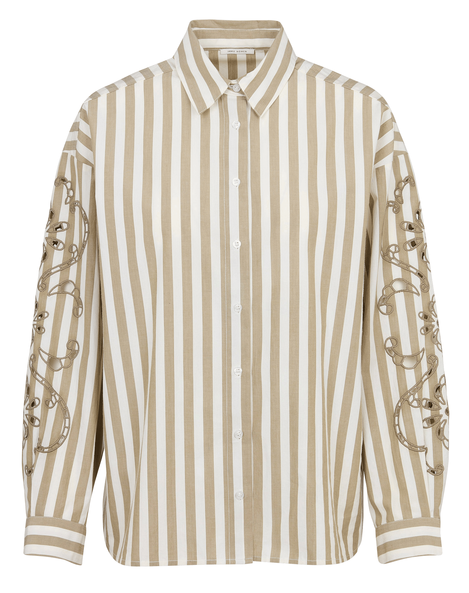 Chemise oversize en coton rayé IKKS Kaki