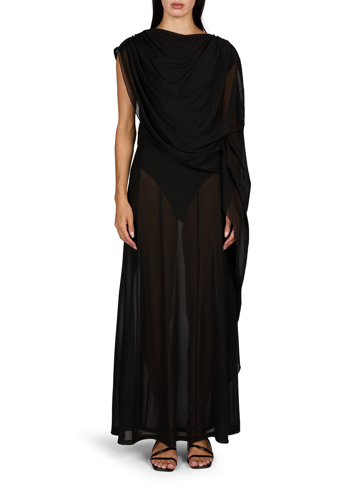 Asymmetrical draped overlay dress GESTUZ Black