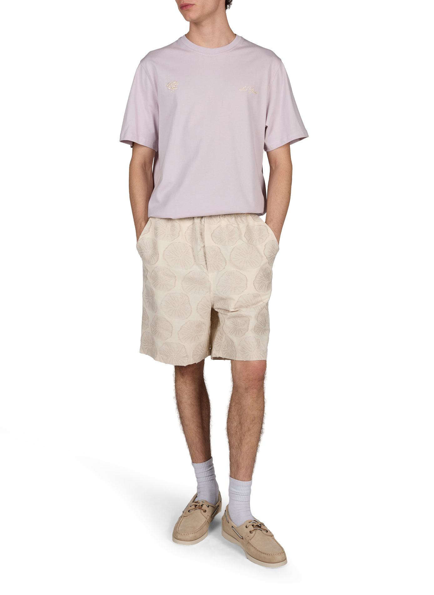 Straight embroidered cotton t-shirt LES DEUX Purple
