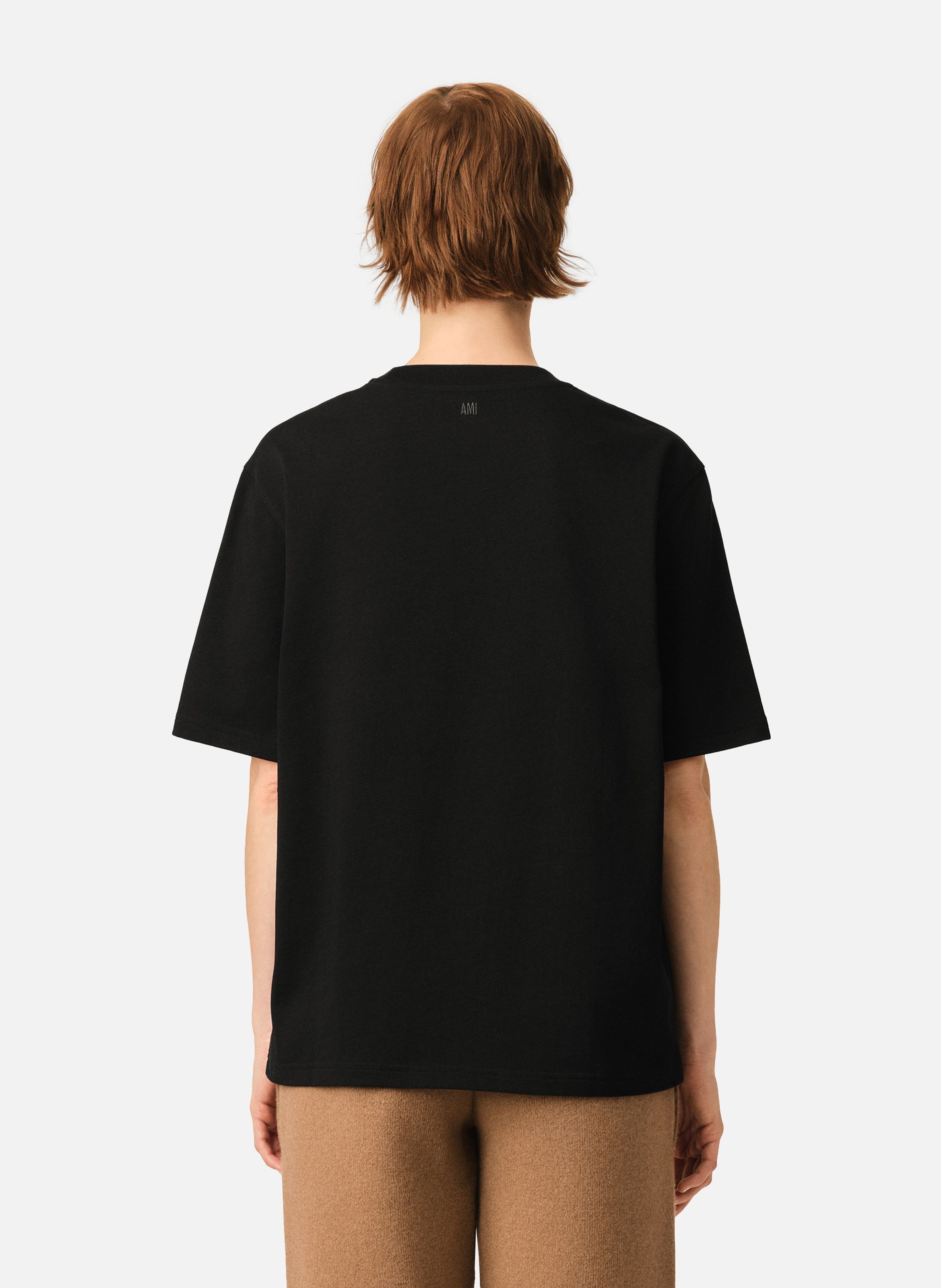 T-shirt unisexe en coton ami de coeur embossé AMI PARIS Noir