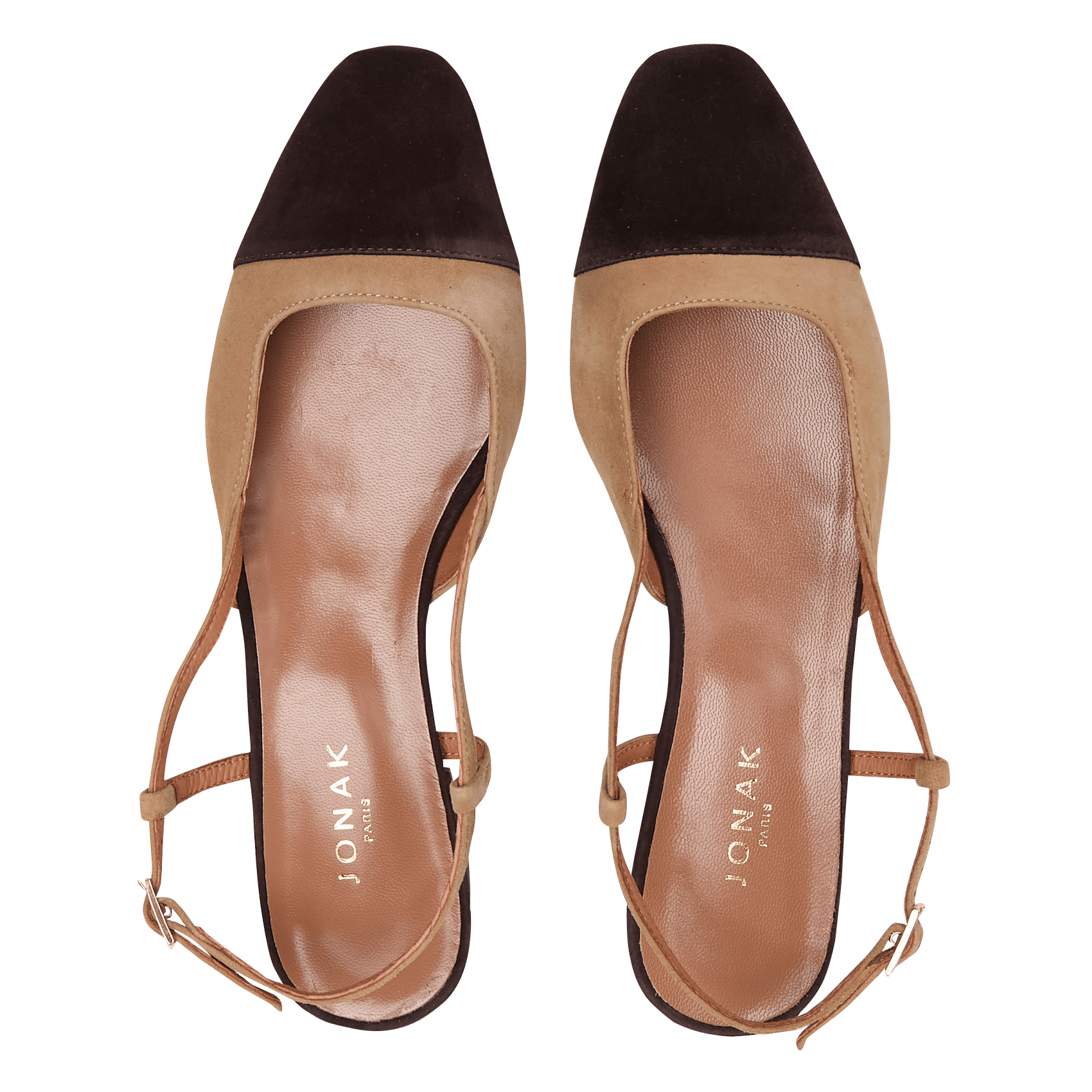 Ballerines slingback en cuir dhapou JONAK Marron
