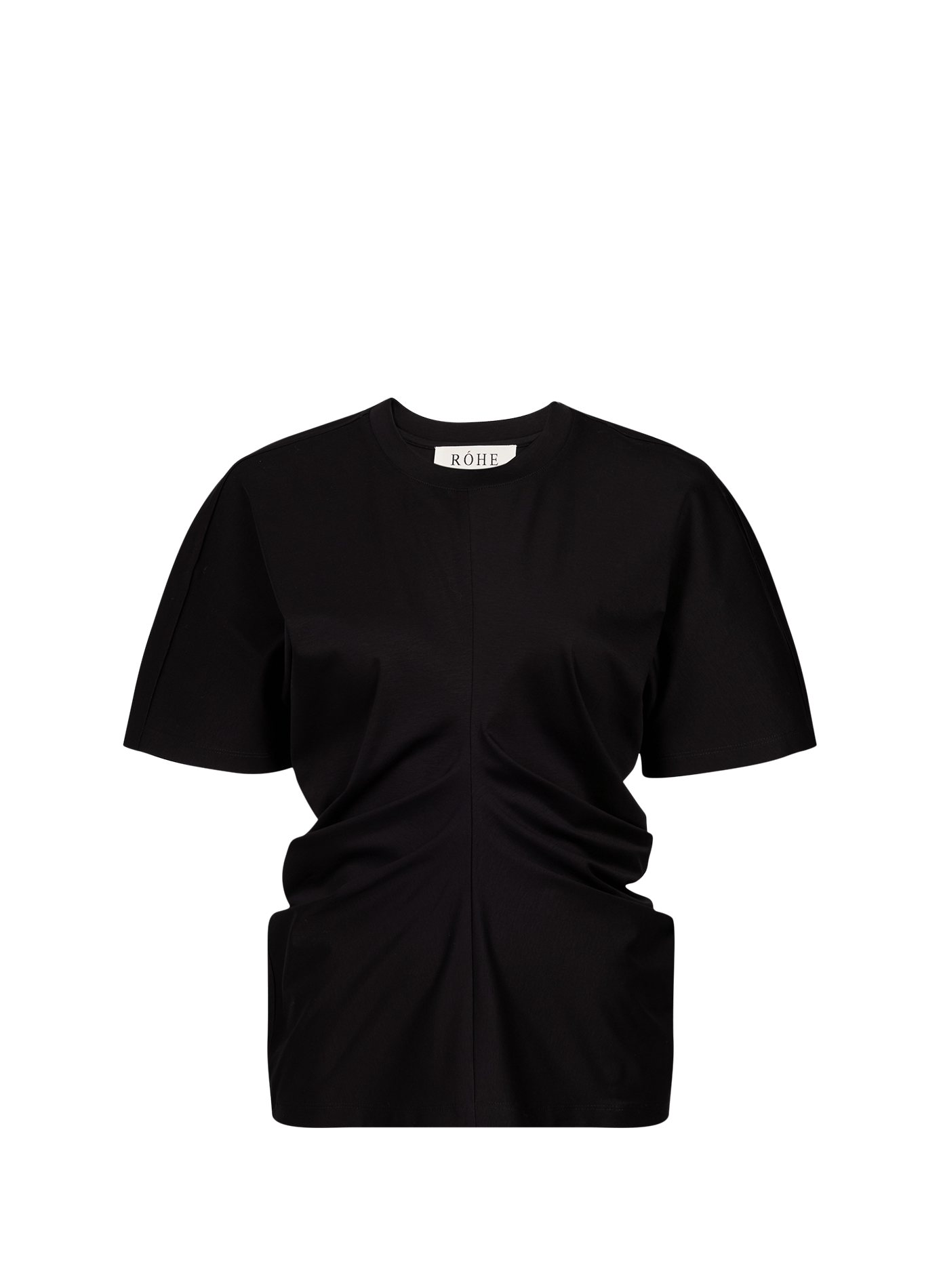Short-sleeved gathered t-shirt in blended cotton ROHE FRAMES Black